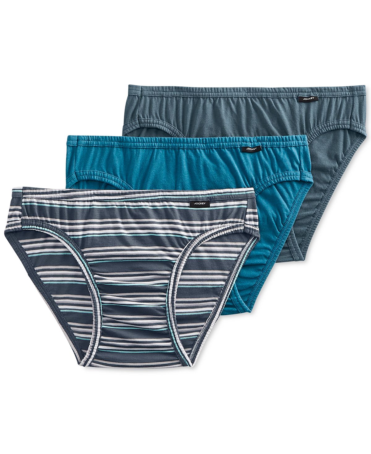 Jockey Underwear Elance Bikini 3-pack Joy Stripe Grey Green Asst