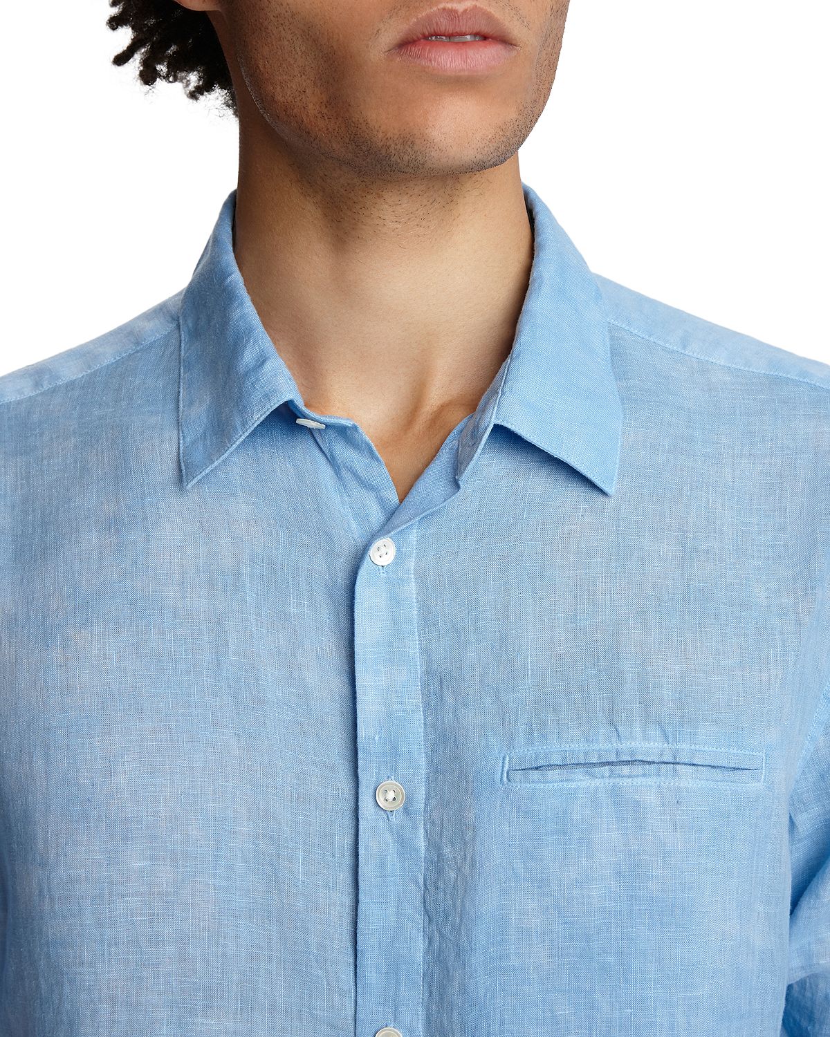 John Varvatos Collection Linen Garment-dyed Slim Fit Shirt Sky Blue