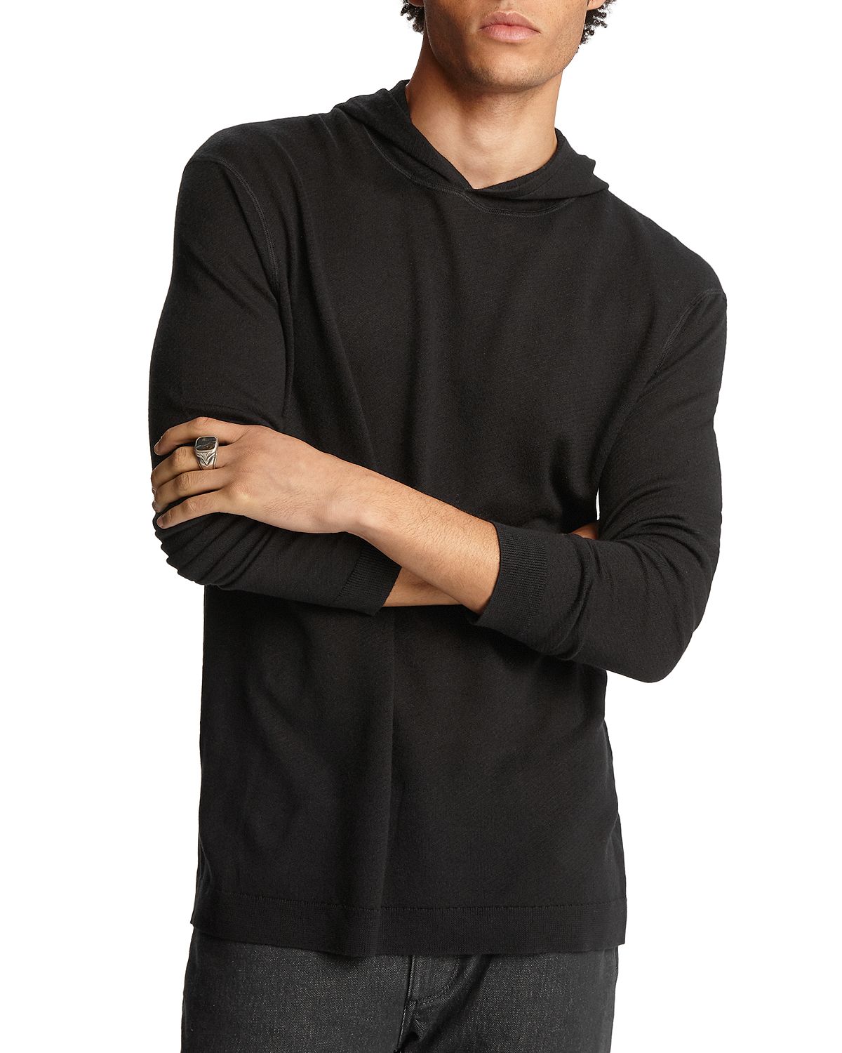 John Varvatos Collection Silk/cashmere Hooded Sweater Black