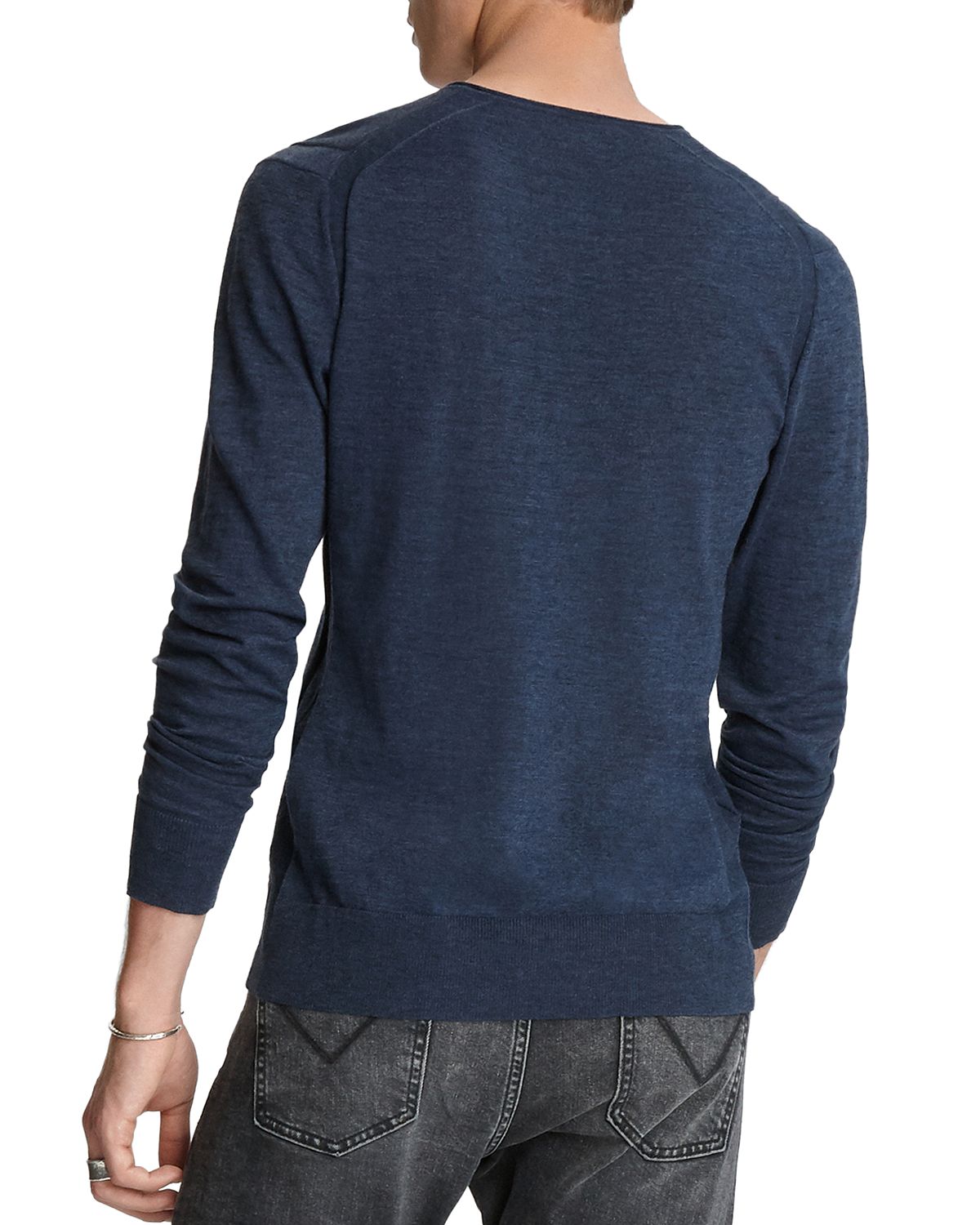 John Varvatos Star Usa Arlington Melange Sweater Pacific Blue