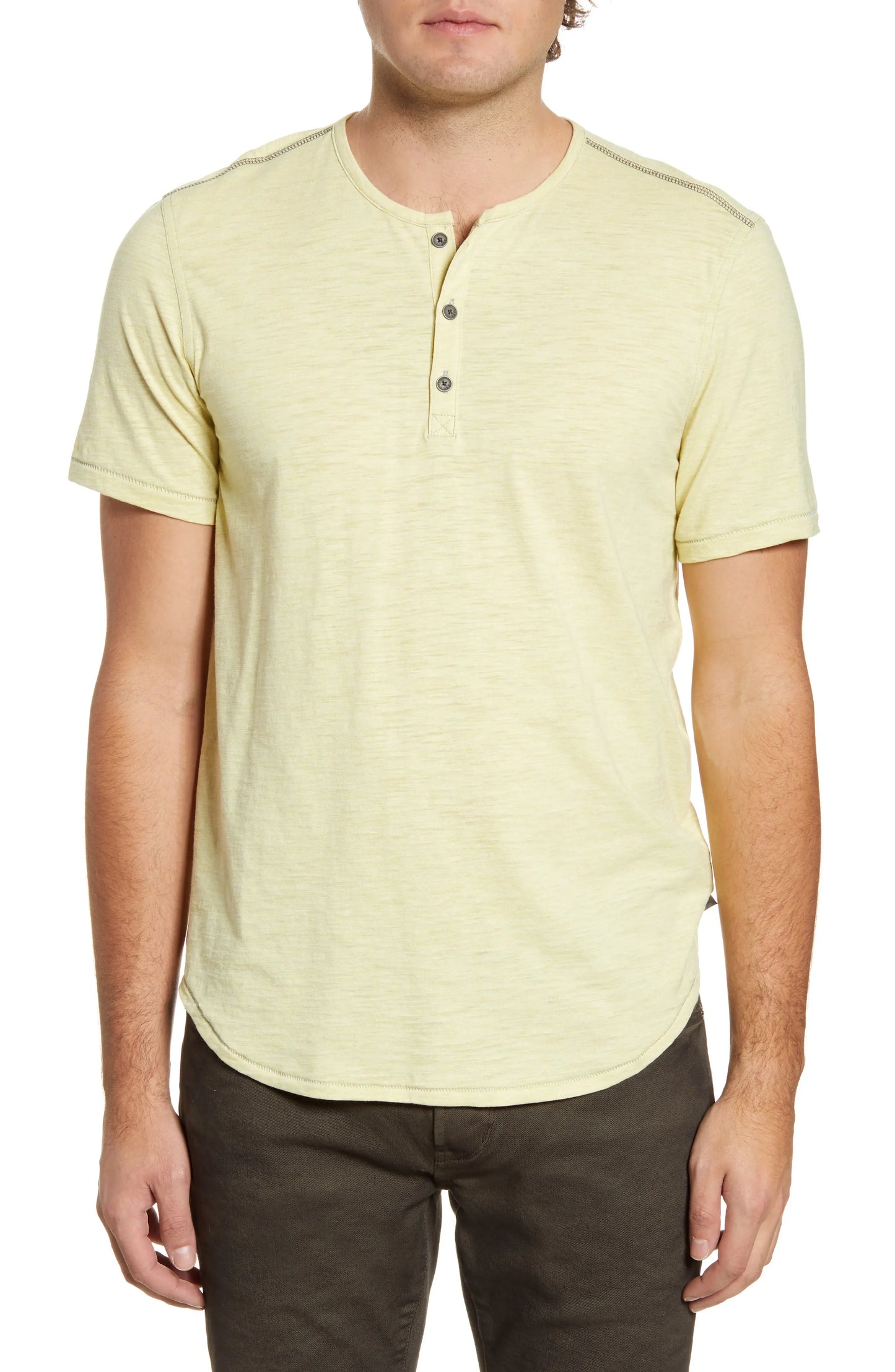 John Varvatos Star Usa Ryman Slub Henley Yellow