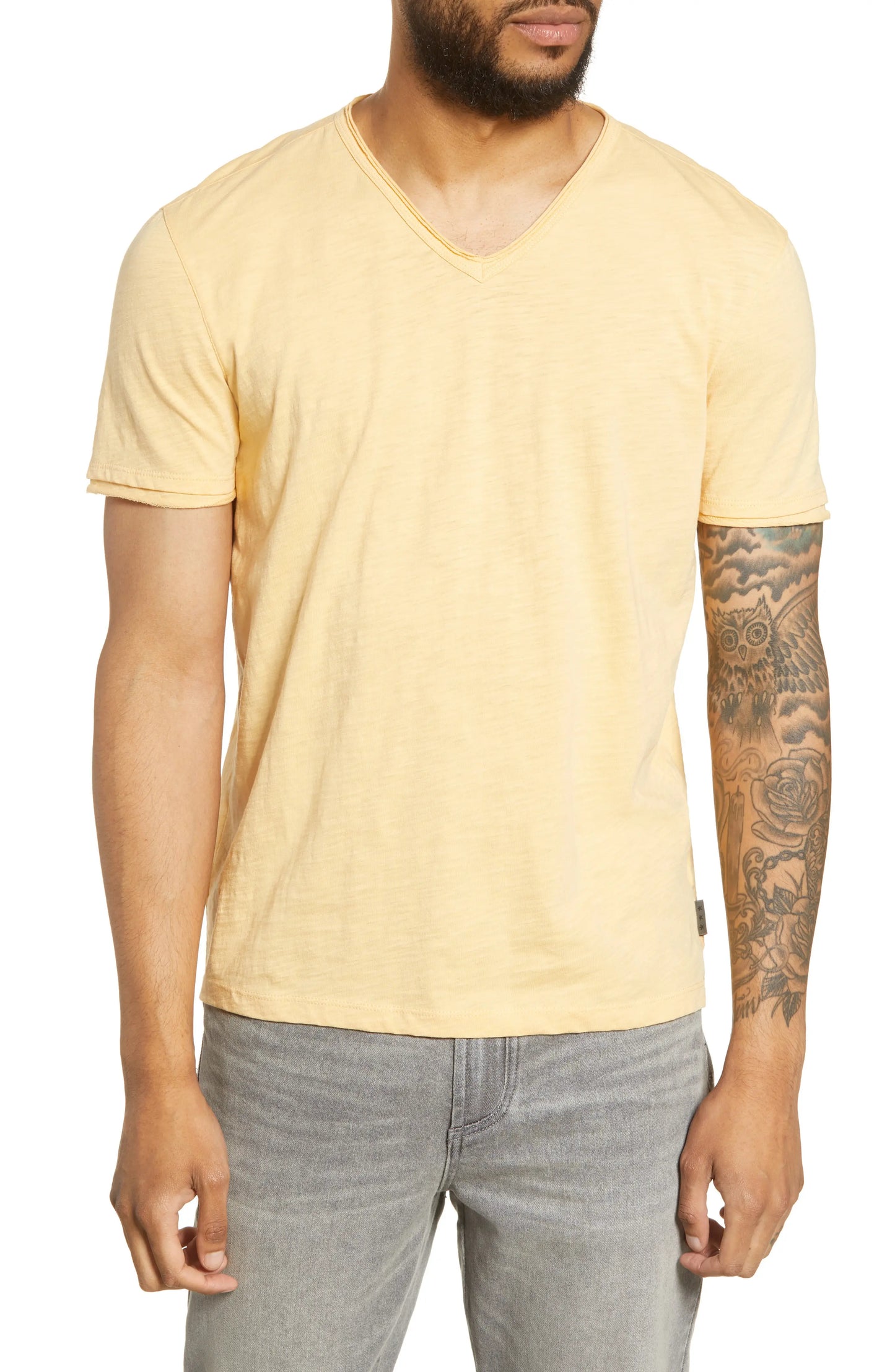 John Varvatos Star Usa Slub V-Neck T-Shirt Orange