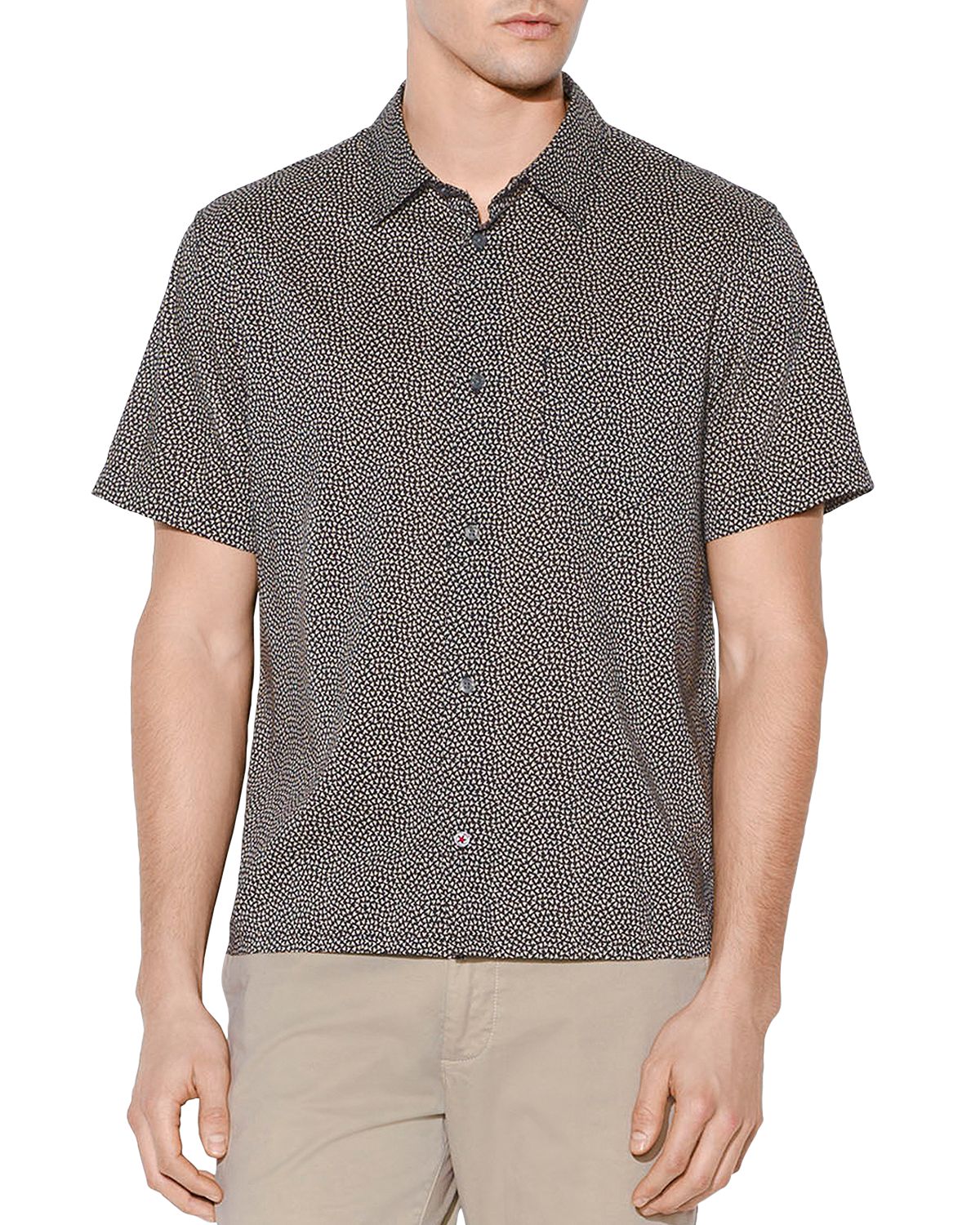John Varvatos Star Usa Trent Short-sleeve Geometric-print Regular Fit Shirt Black