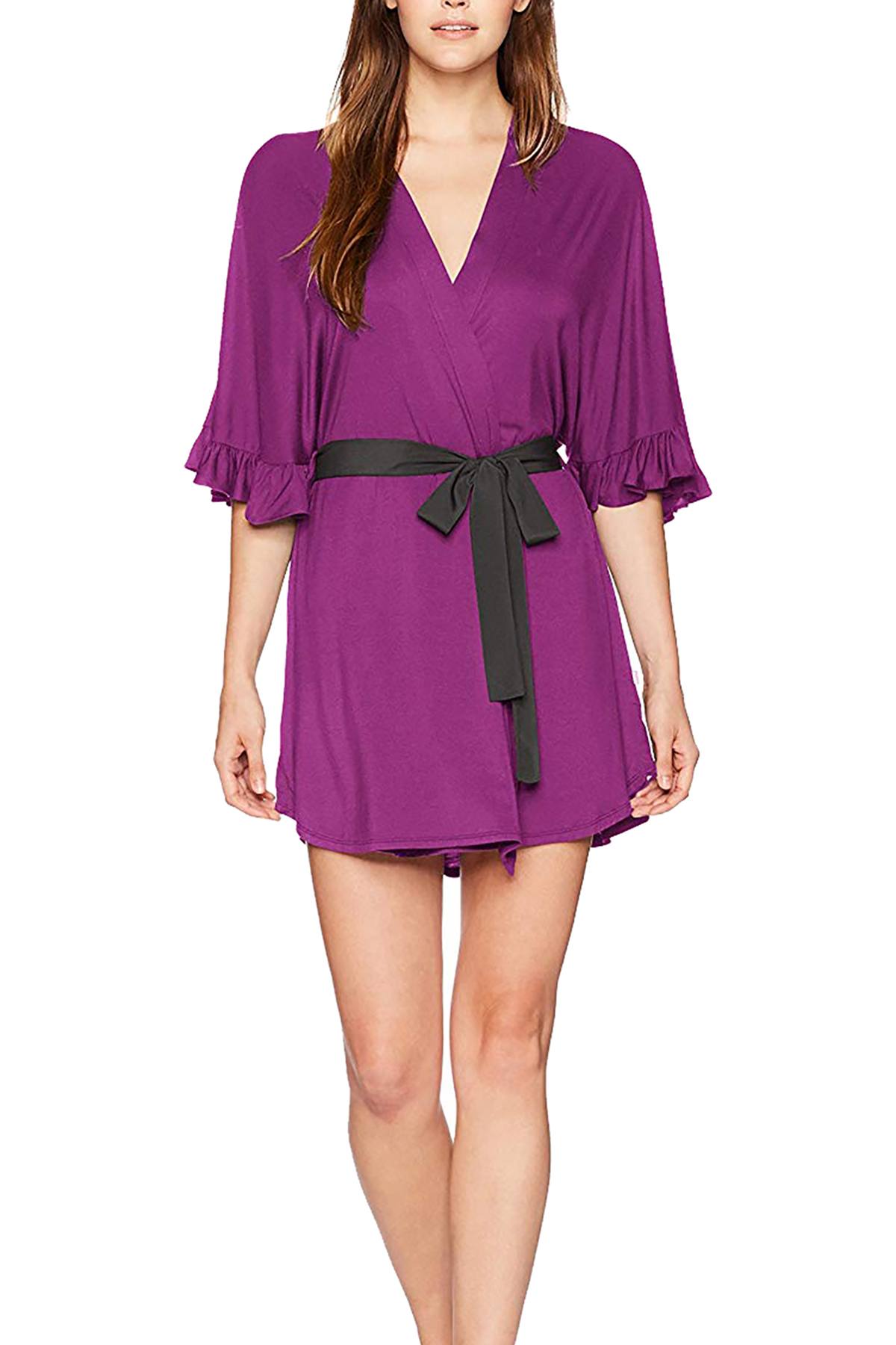 Josie by Natori Tees Happi Coat Wrap in Plum