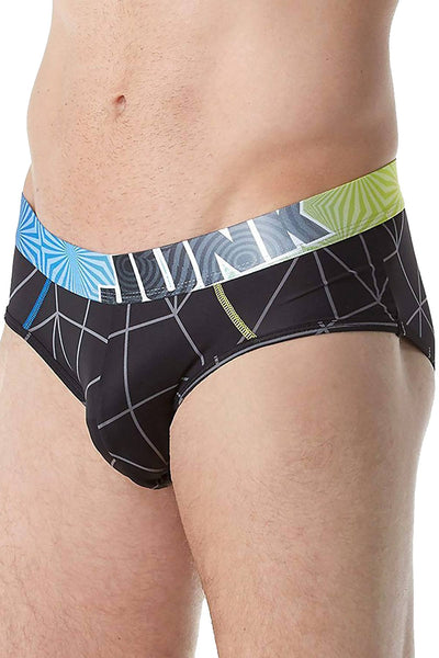 Junk Underjeans Black Geometric-Print Salsa Brief