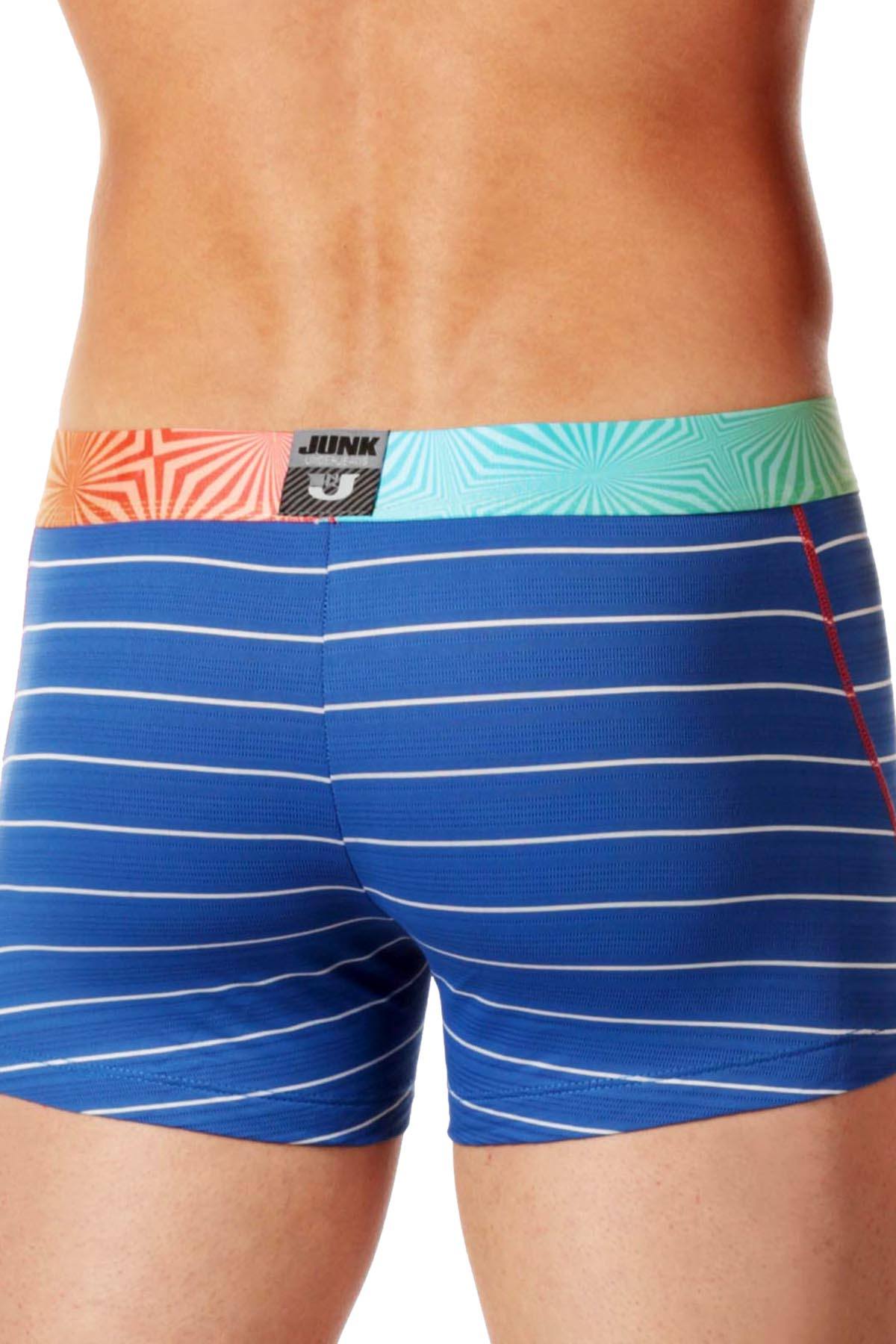 Junk Underjeans Royal-Blue Striped Rumba Zipper-Pouch Trunk