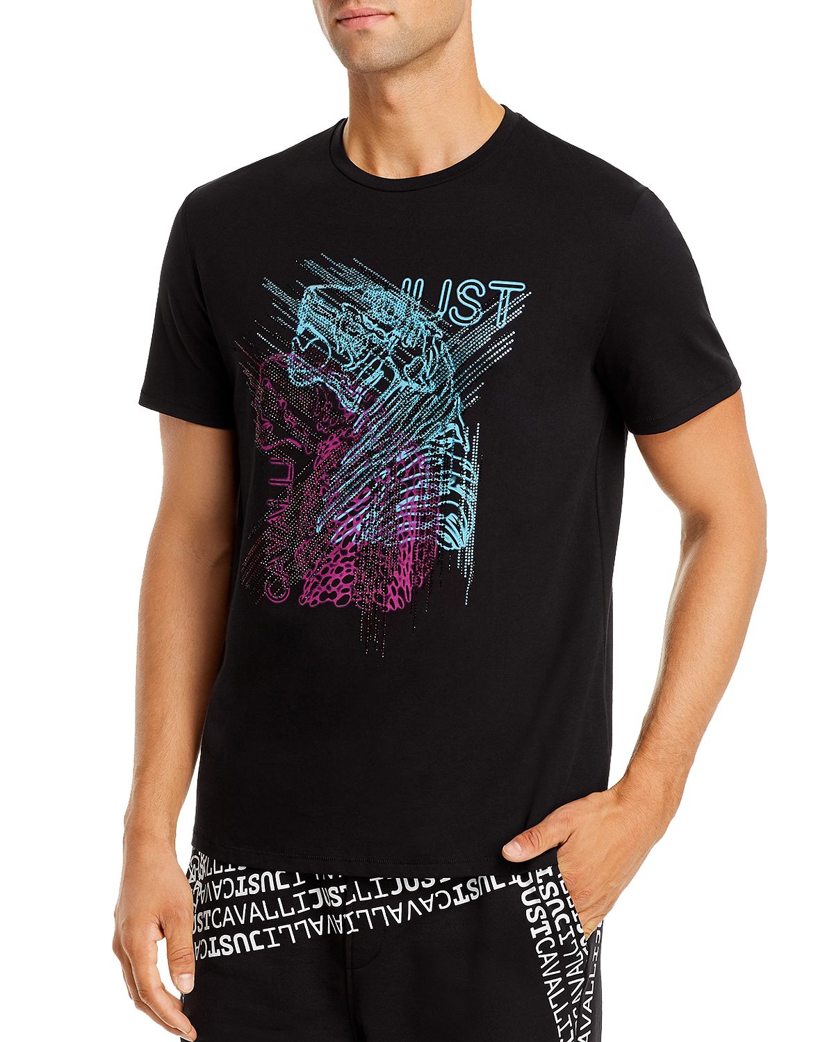 Just Cavalli Embellished Graphic Tee Black