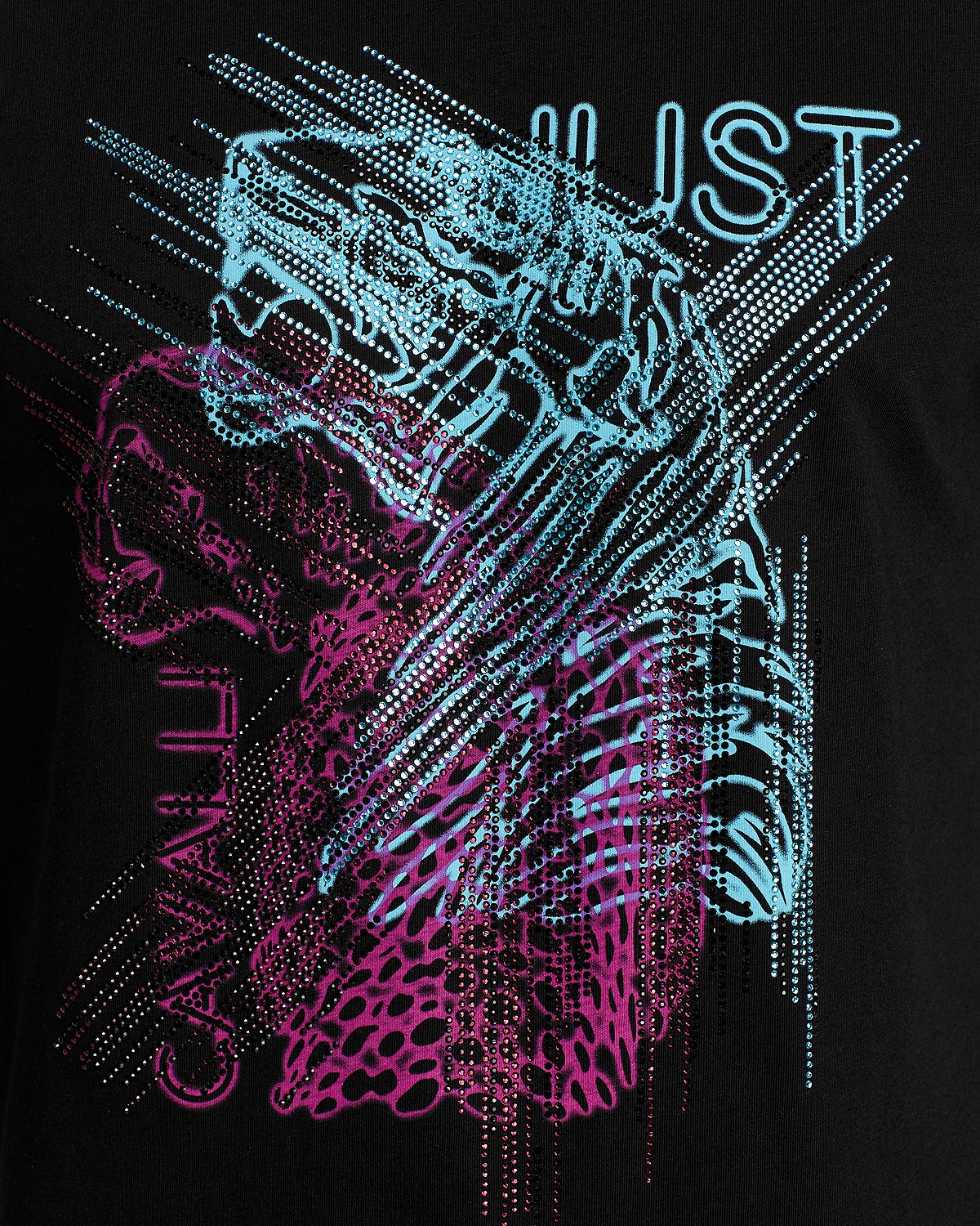 Just Cavalli Embellished Graphic Tee Black