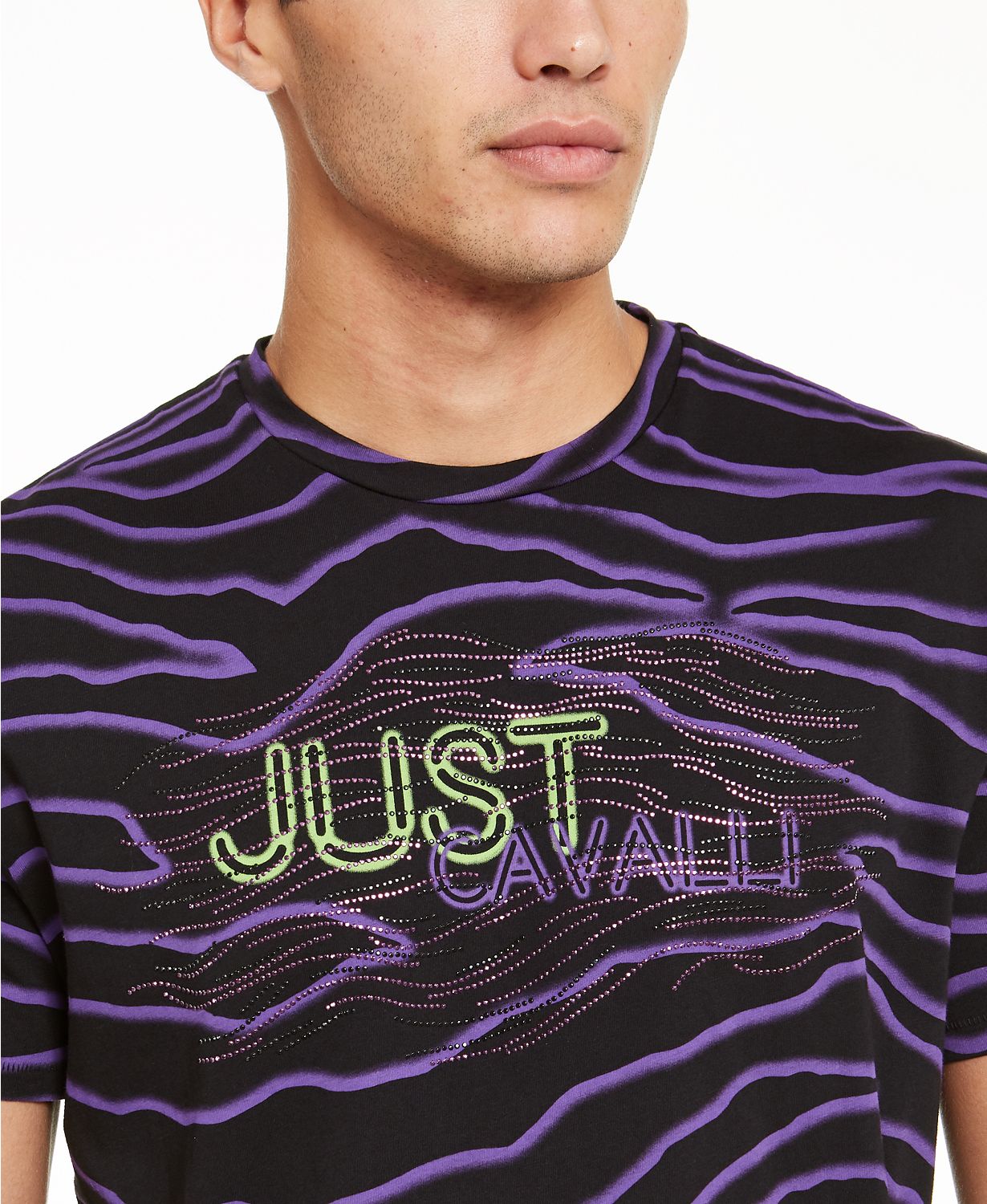 Just Cavalli Embellished Graphic Tee Black