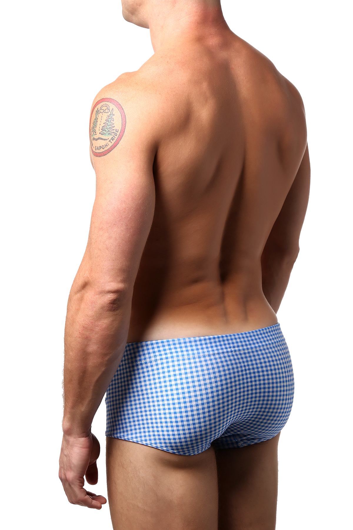 JustinCase Baby Blue Gingham Swim Trunk