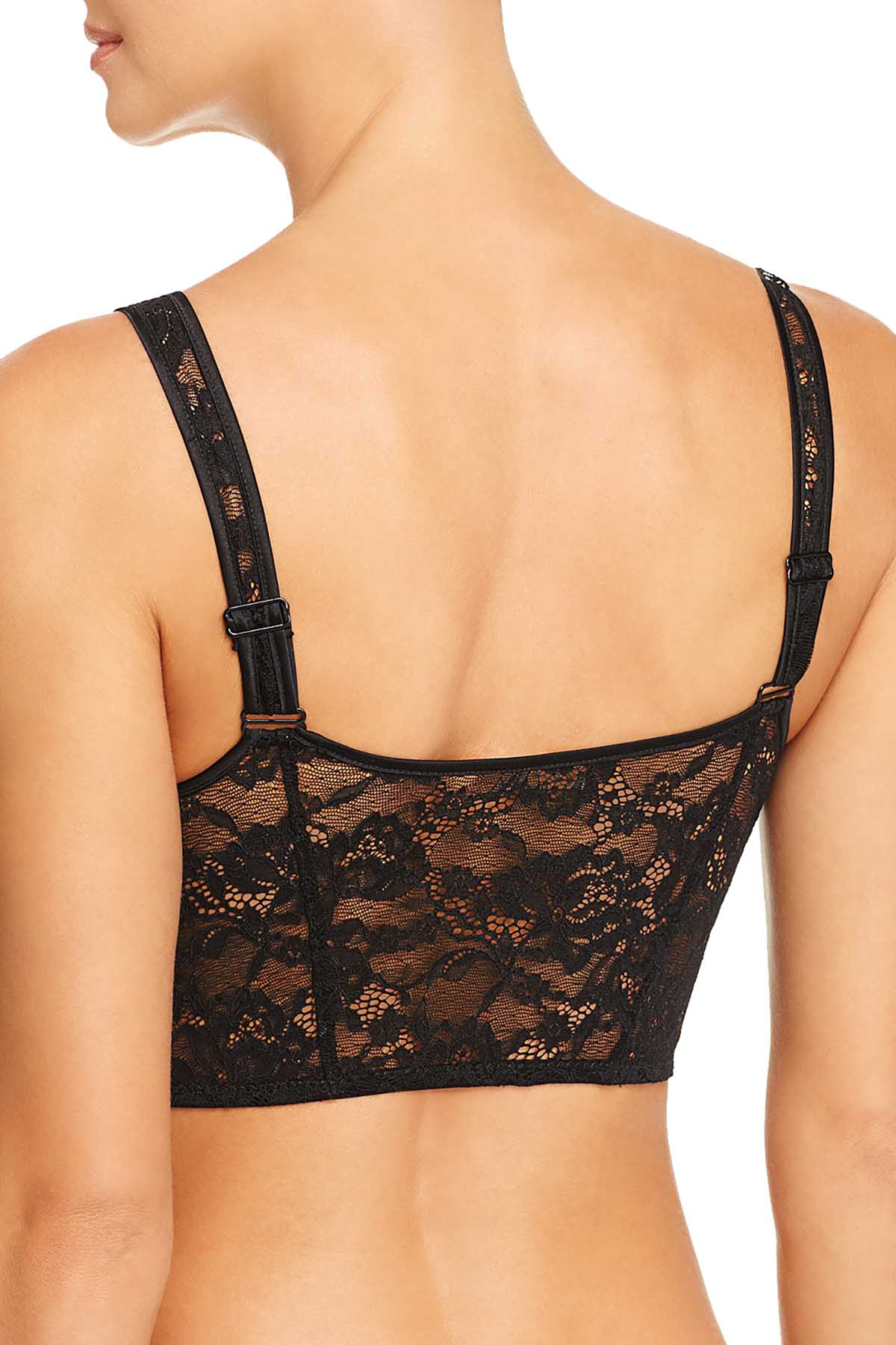 KENDALL+KYLIE Black Longline Wireless Sheer Lace Bralette