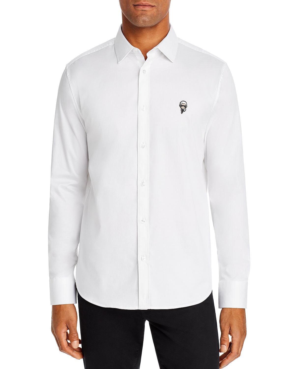 Karl Lagerfeld Paris Logo Patch Slim Fit Shirt White