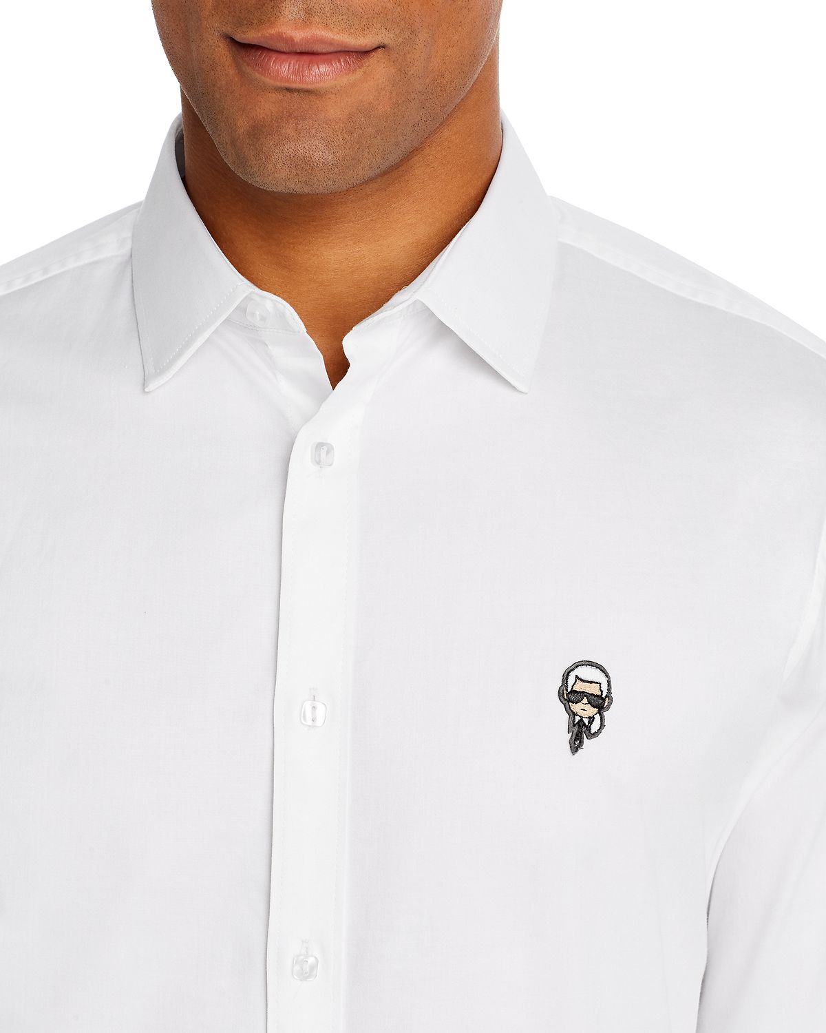 Karl Lagerfeld Paris Logo Patch Slim Fit Shirt White