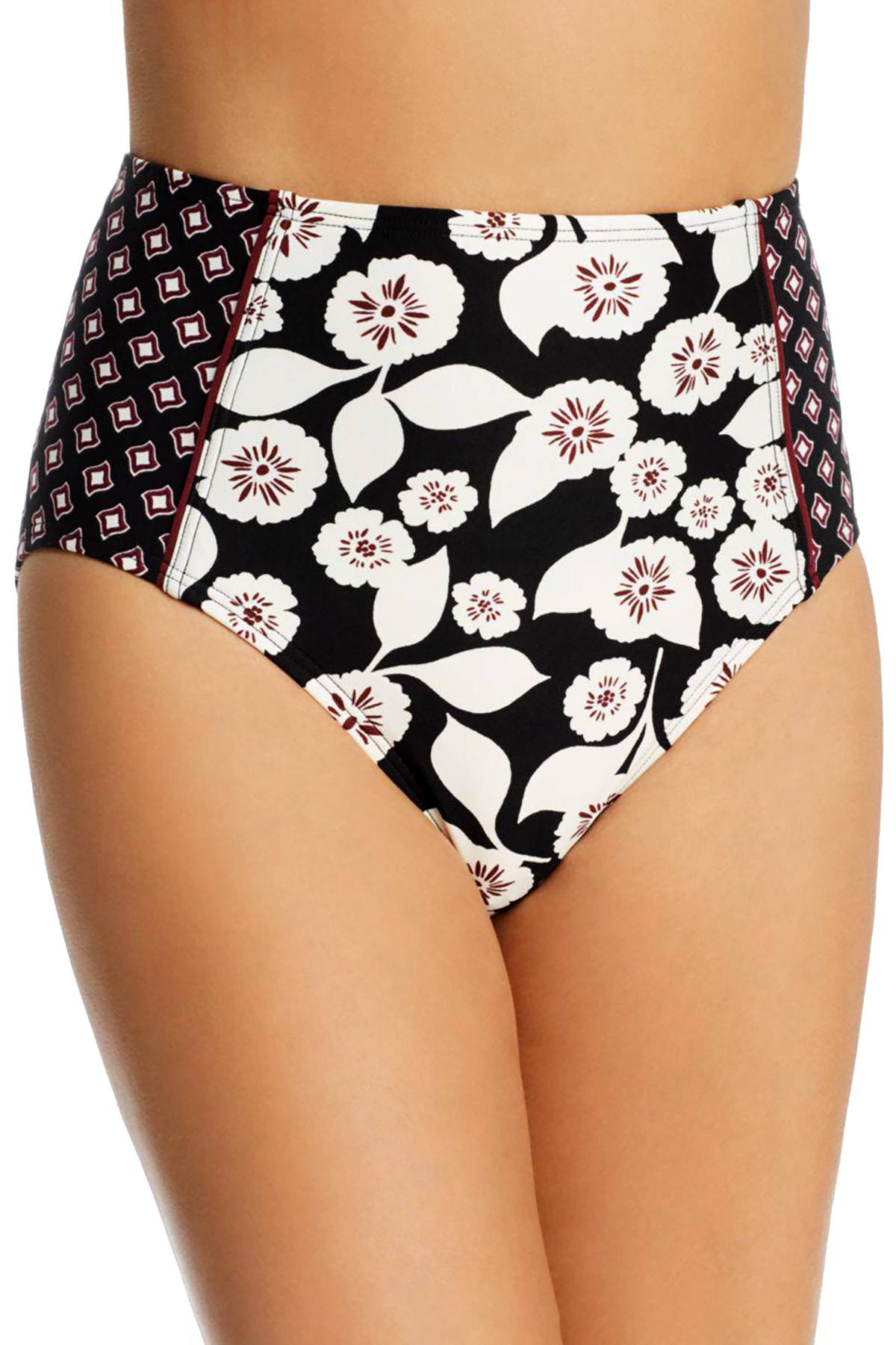 Kate Spade New York Black Floral Print Aliso Beach High Waist Bikini Bottom