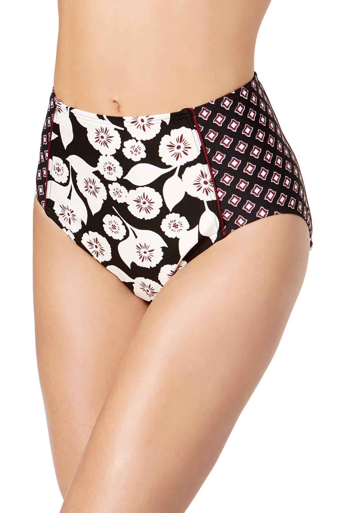 Kate Spade New York Black Floral Print Aliso Beach High Waist Bikini Bottom
