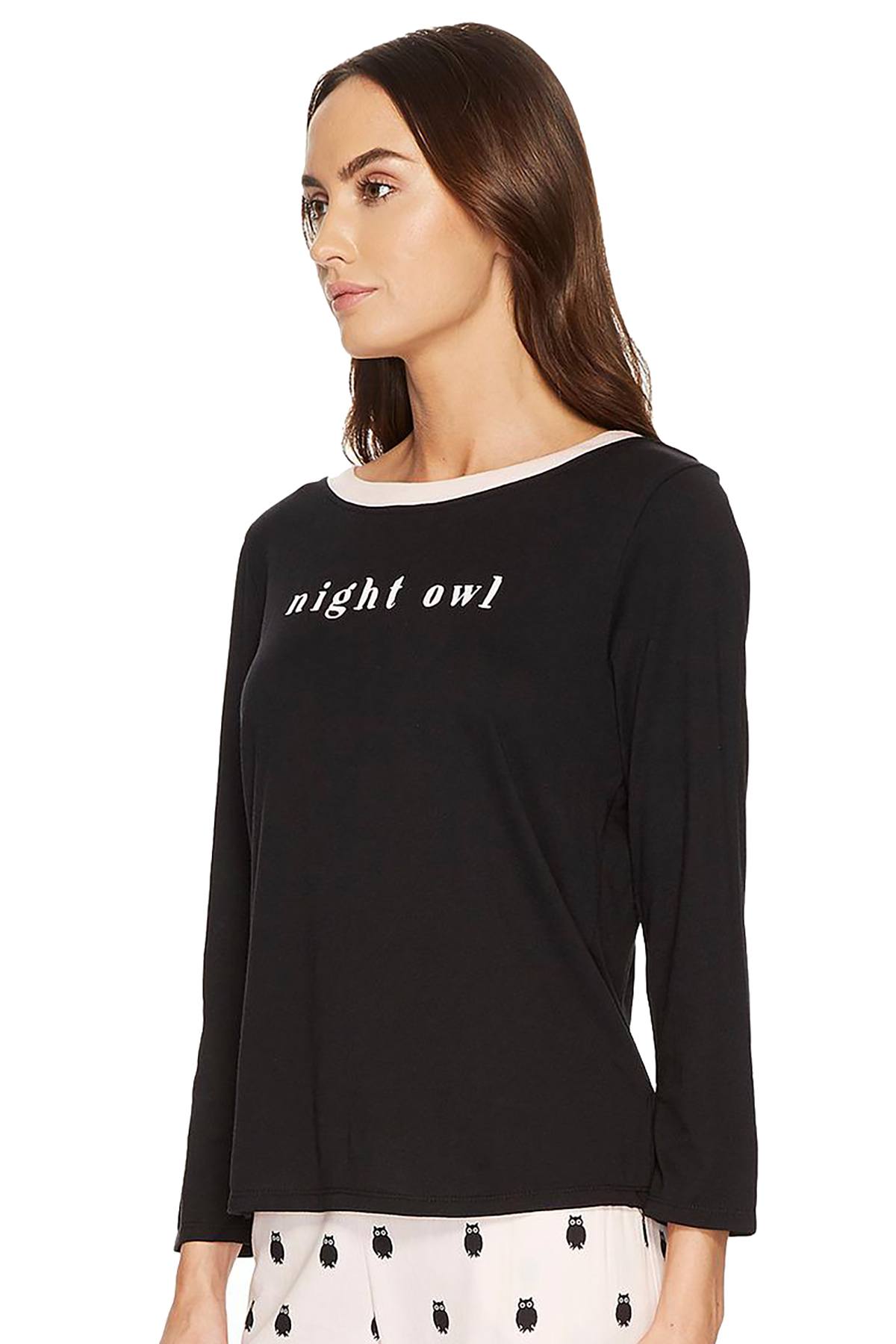 Kate Spade New York Black Night-Owl Long-Sleeve Lounge Tee