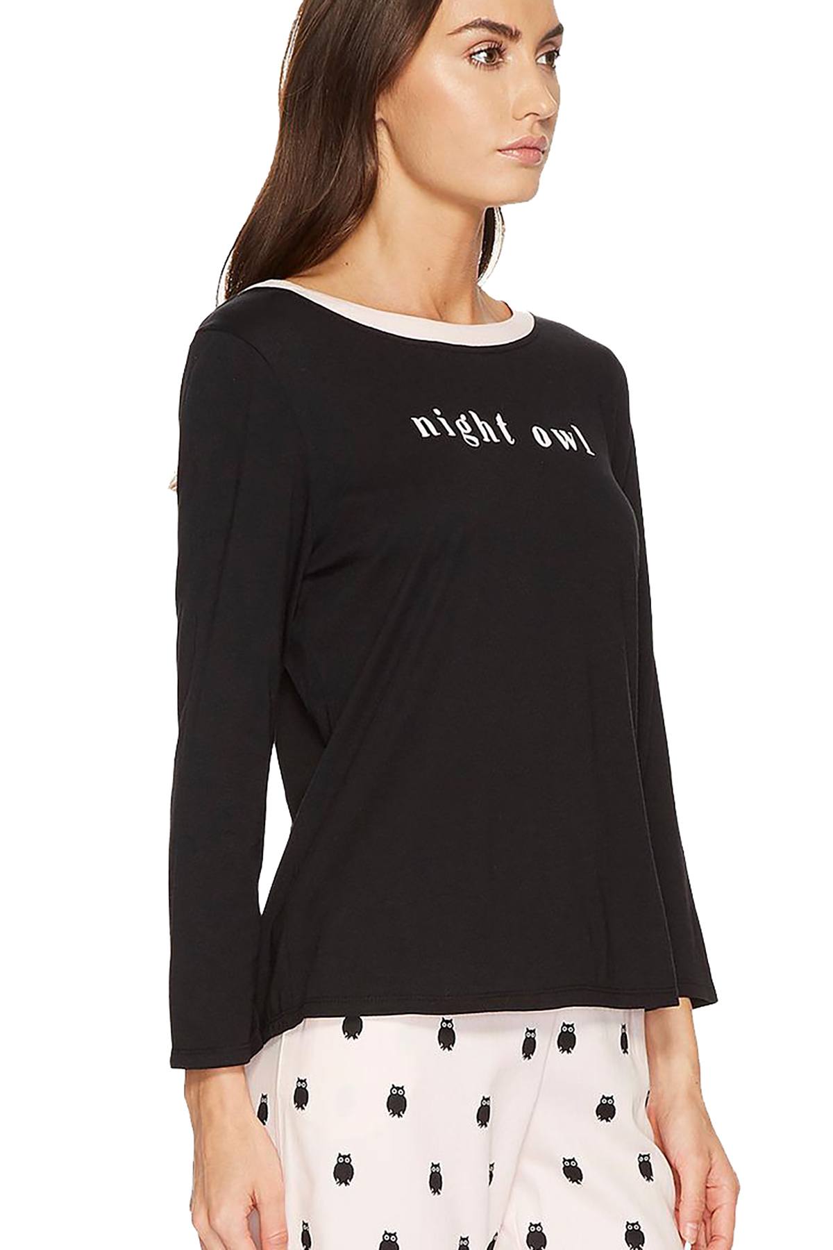Kate Spade New York Black Night-Owl Long-Sleeve Lounge Tee