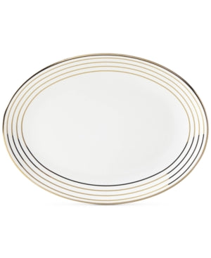 Kate Spade New York kate spade new york Charles Lane Gold-Tone Stripe Accents Oval Platter, Created for Macy's Burgundy