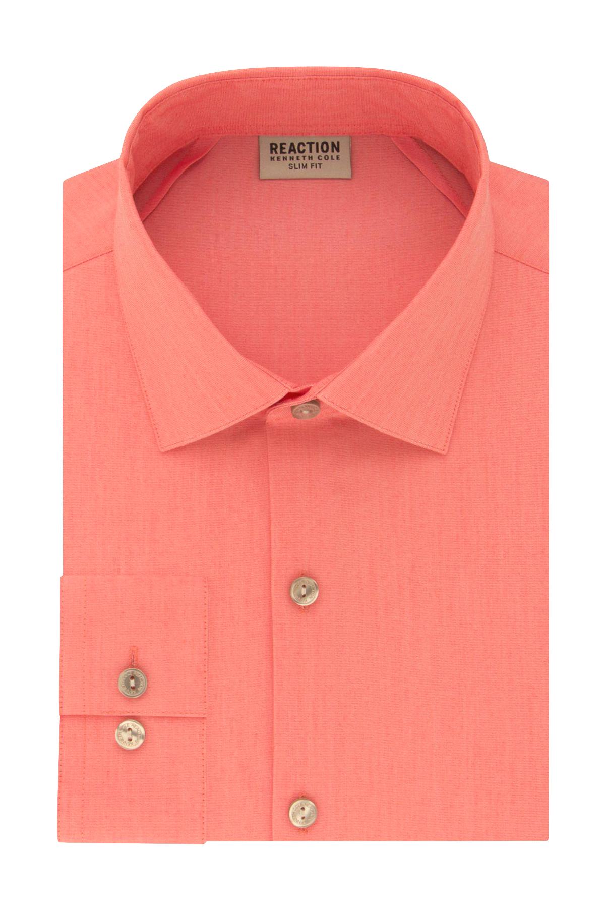 Kenneth Cole Reaction Coral Slim-Fit Techni-Cole Flex Collar Solid Dress Shirt