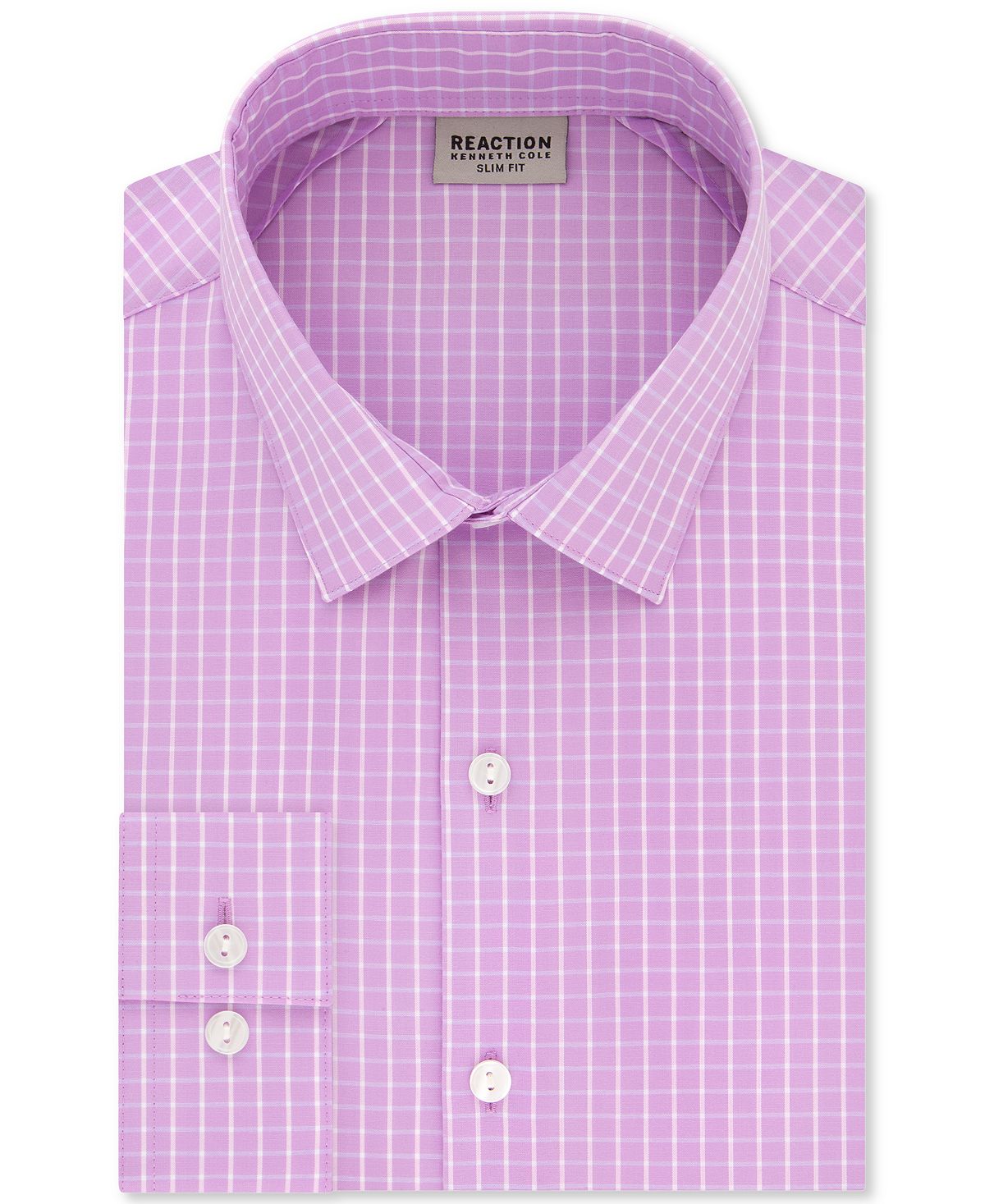Kenneth Cole Reaction Slim-fit All Day Flex Performance Stretch Deep Blue Check Dress Shirt Thistle