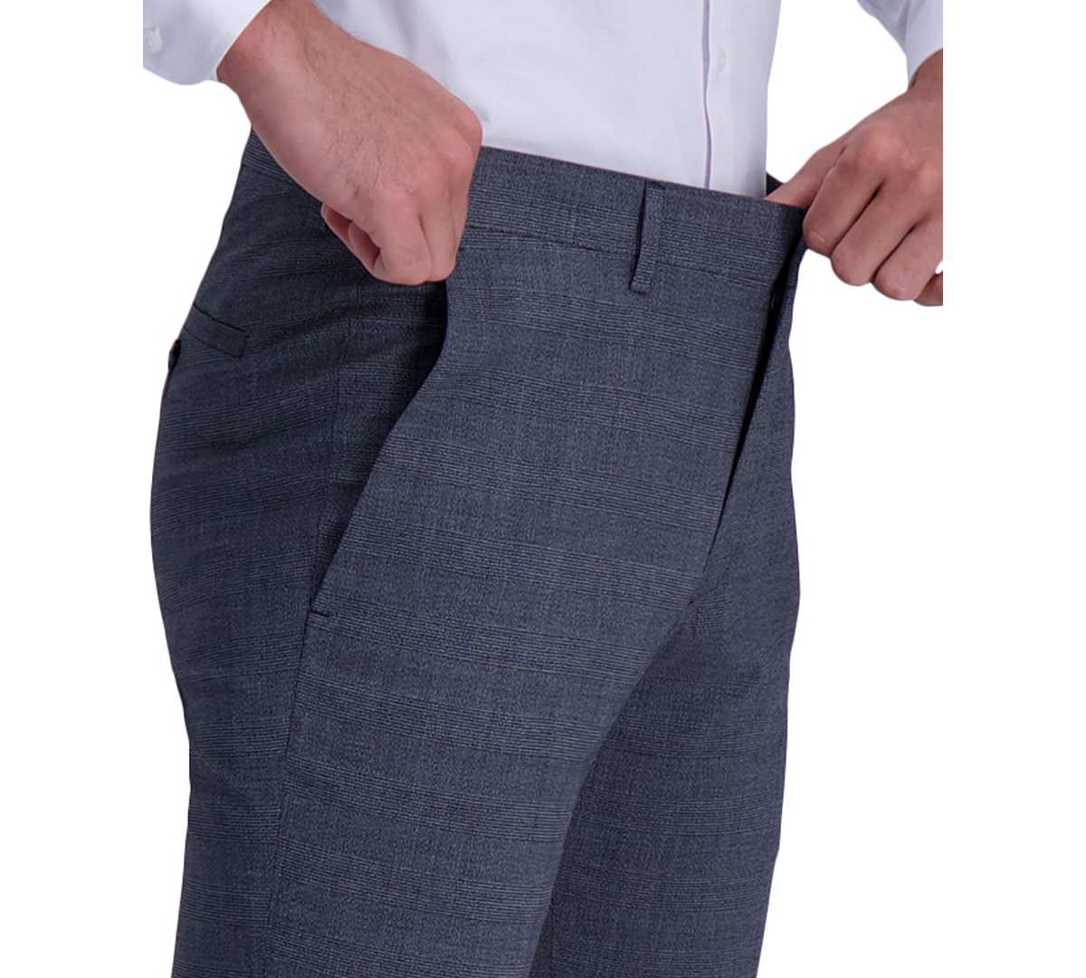 Kenneth Cole Reaction Slim-fit Stretch Heathered Glen Plaid Dress Pants Charcoal