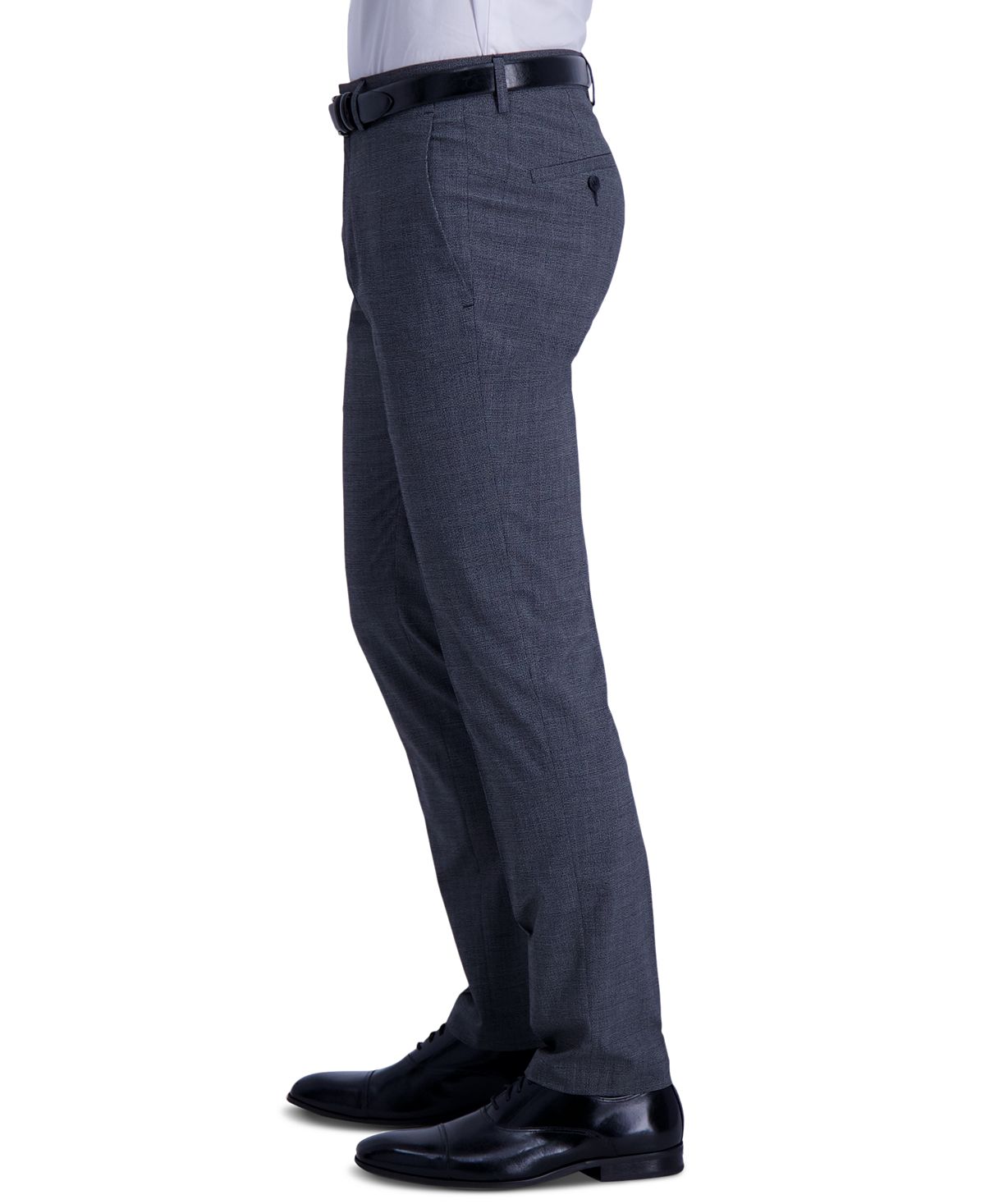Kenneth Cole Reaction Slim-fit Stretch Heathered Glen Plaid Dress Pants Charcoal