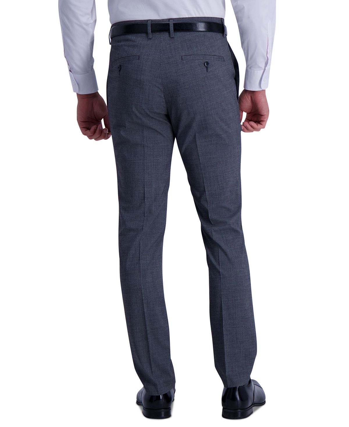 Kenneth Cole Reaction Slim-fit Stretch Heathered Glen Plaid Dress Pants Charcoal
