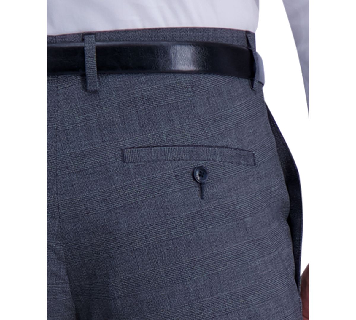 Kenneth Cole Reaction Slim-fit Stretch Heathered Glen Plaid Dress Pants Charcoal