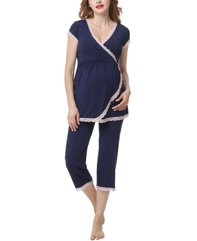 Kimi + Kai Kimi & Kai Cindy Maternity Nursing Pajama Set Navy