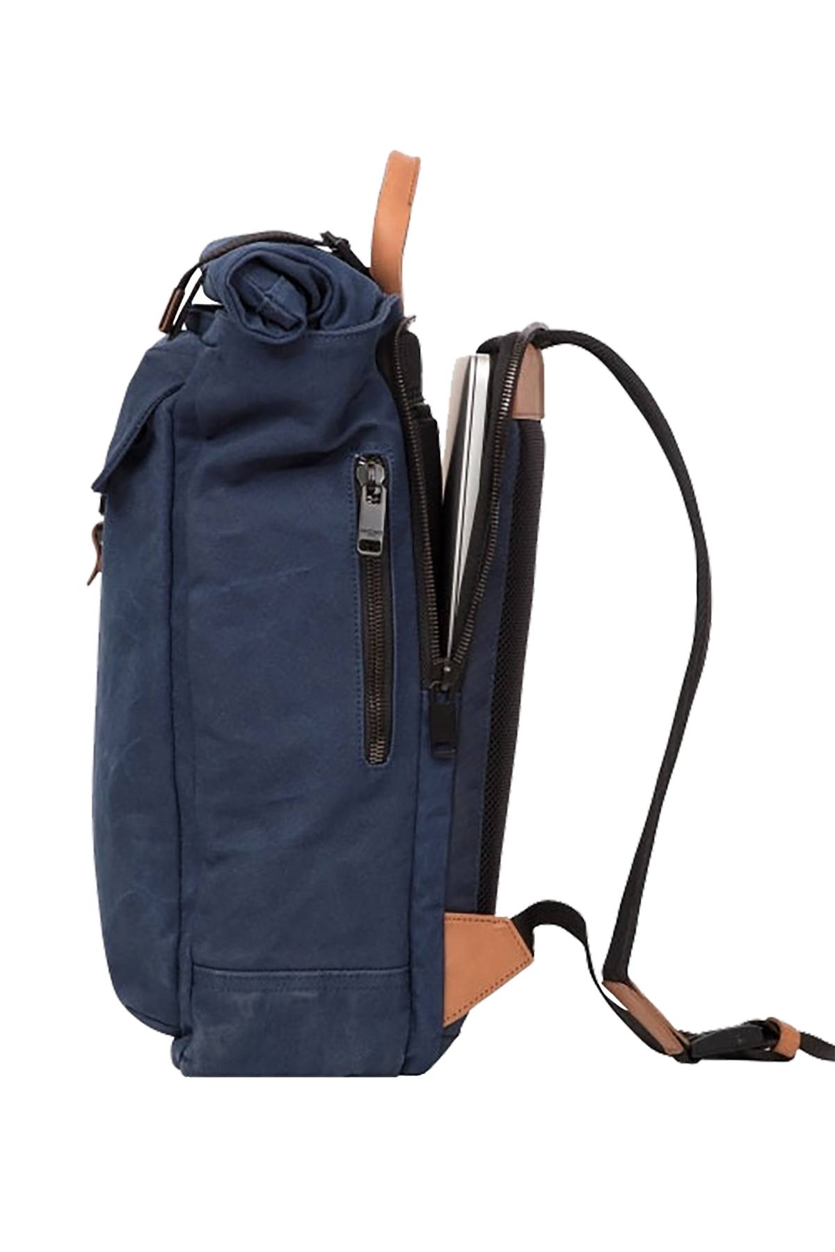 Knomo London Navy 15'' Novello Rolltop Backpack