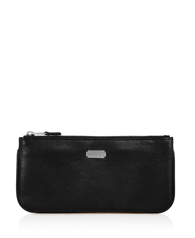 Lambertson Truex Medium Pebbled Leather Zip Pouch Black