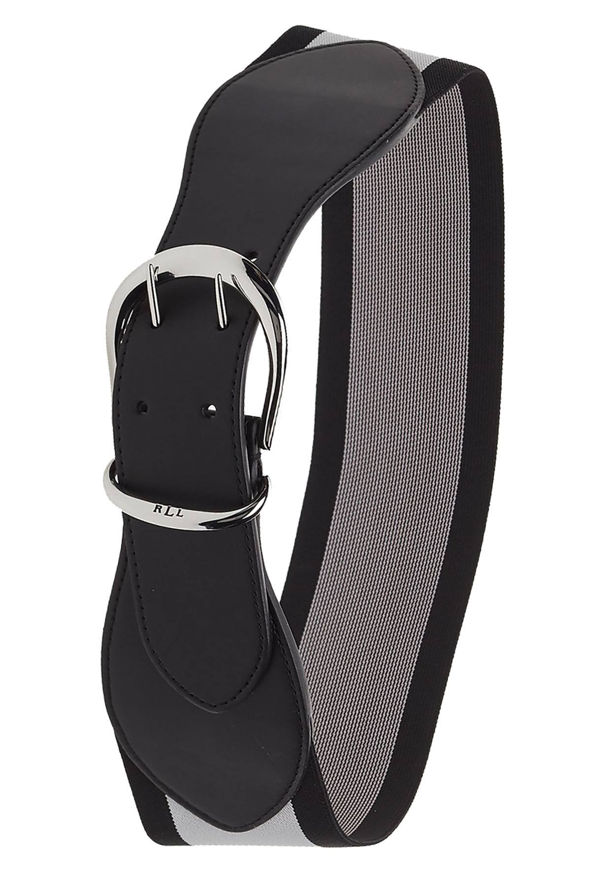 Lauren Ralph Lauren Black/White Cornwall II Stretch Belt