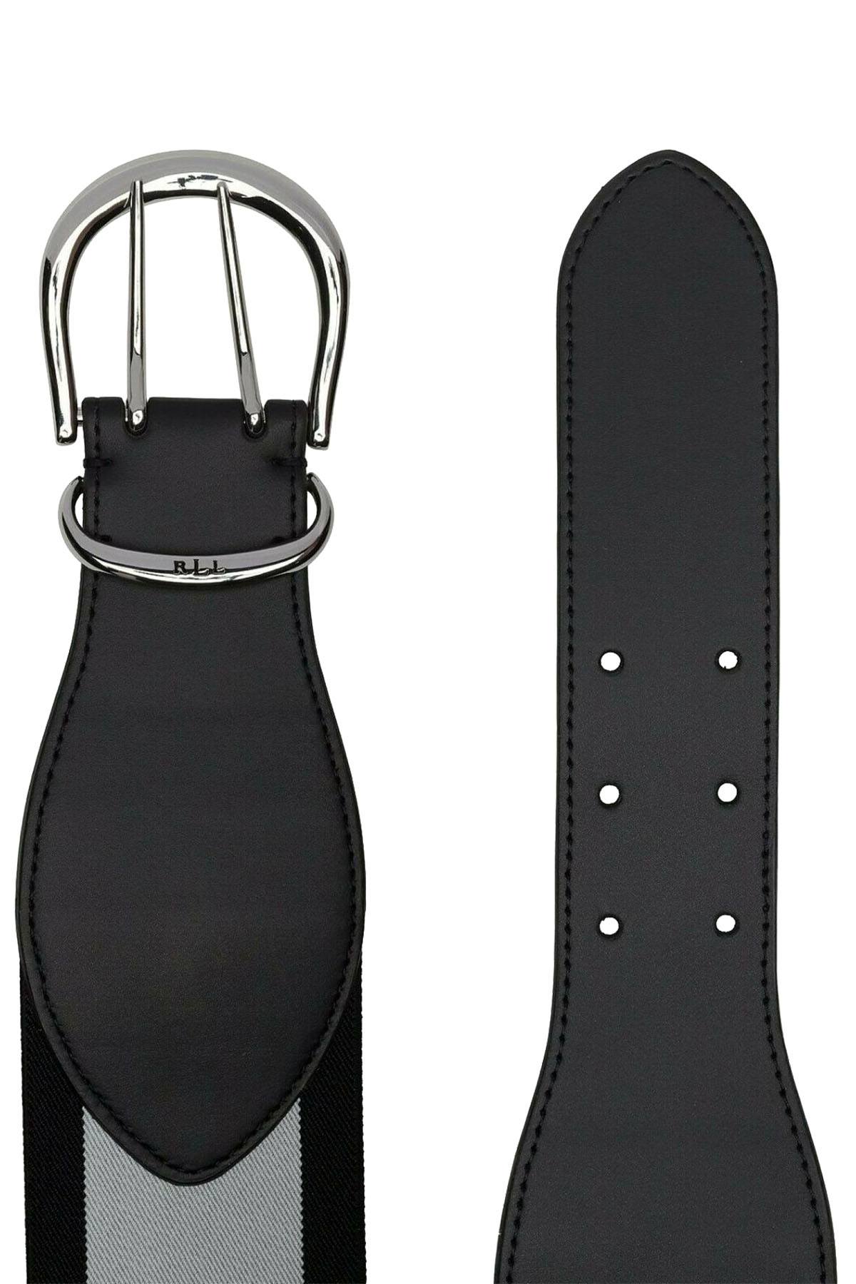Lauren Ralph Lauren Black/White Cornwall II Stretch Belt