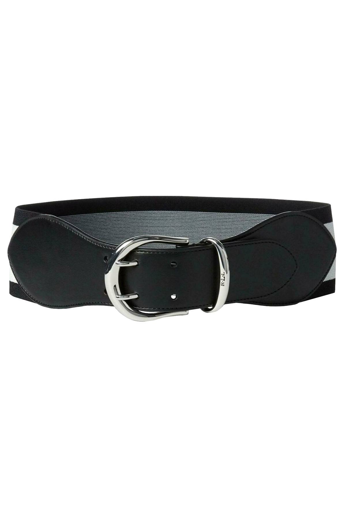 Lauren Ralph Lauren Black/White Cornwall II Stretch Belt
