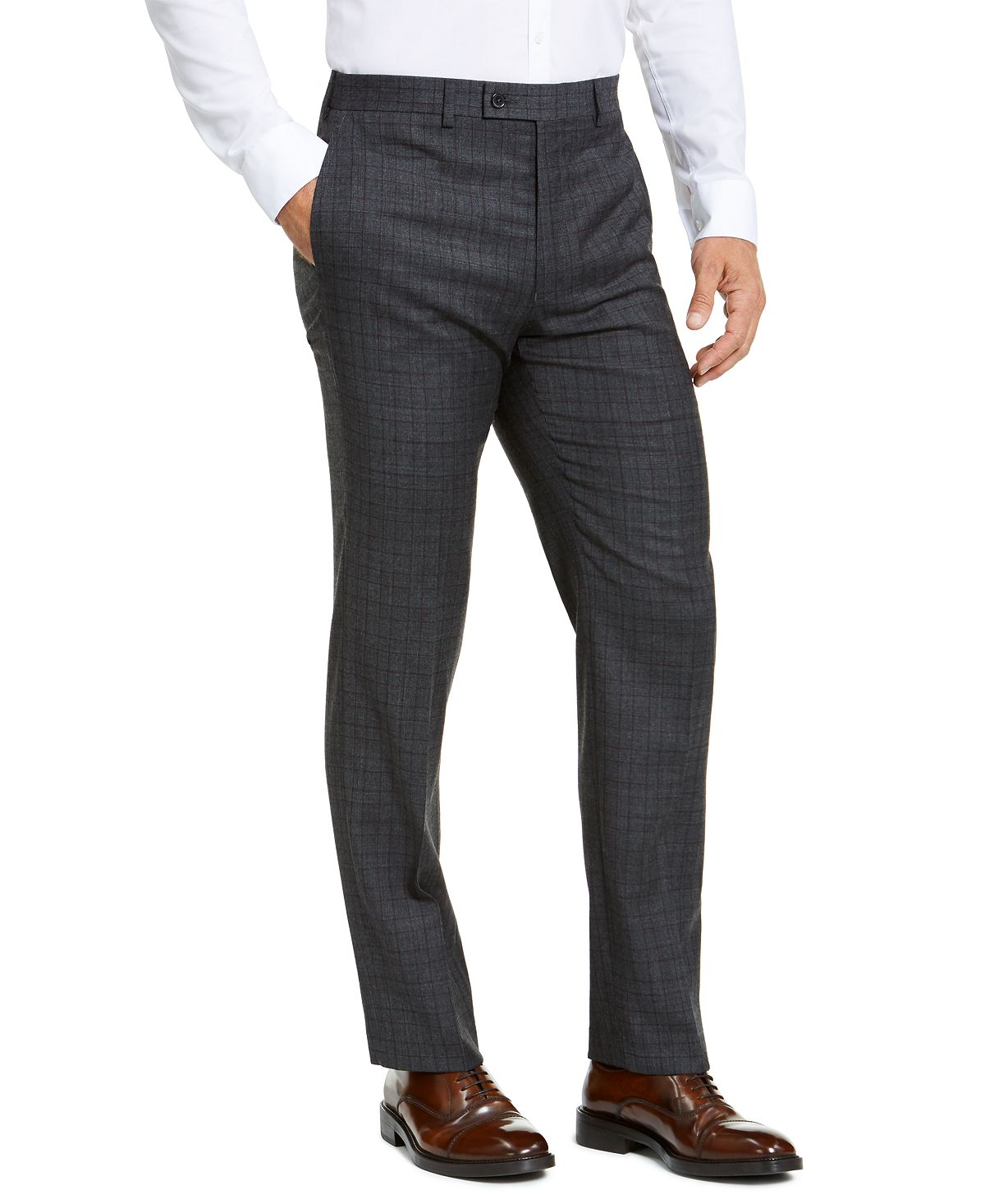 Lauren Ralph Lauren Classic-fit Stretch Check Flannel Dress Pants Grey