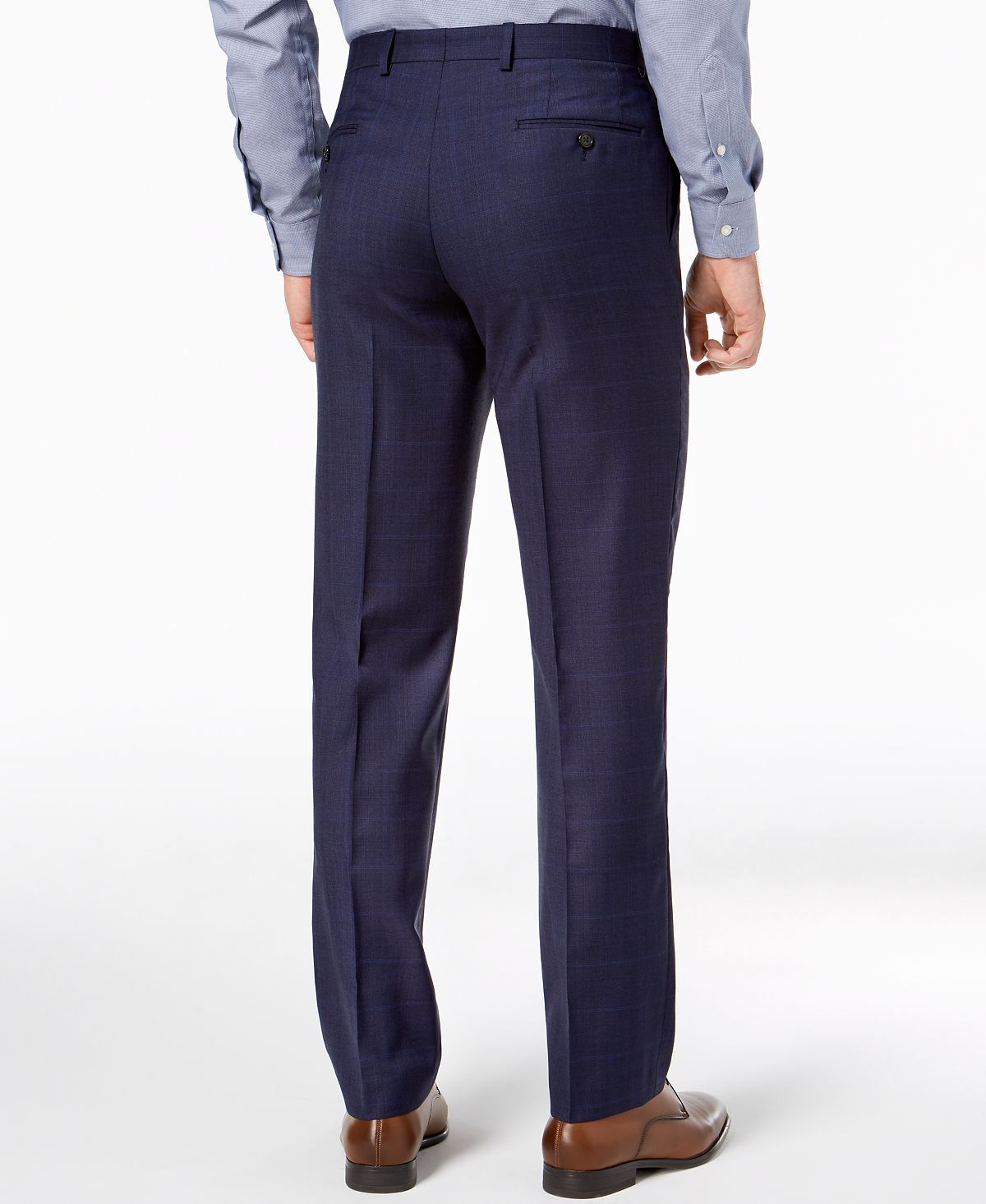 Lauren Ralph Lauren Classic-fit Ultraflex Stretch Blue Check Suit Pants Blue