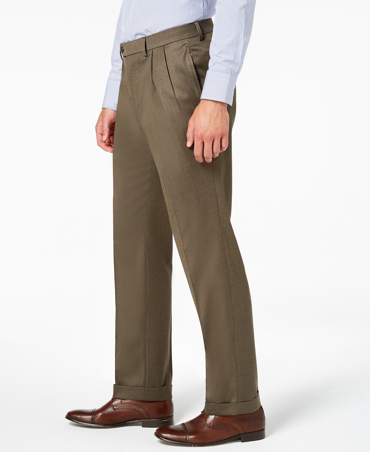 Lauren Ralph Lauren Classic-fit Ultraflex Stretch Micro-twill Pleated Dress Pants Taupe