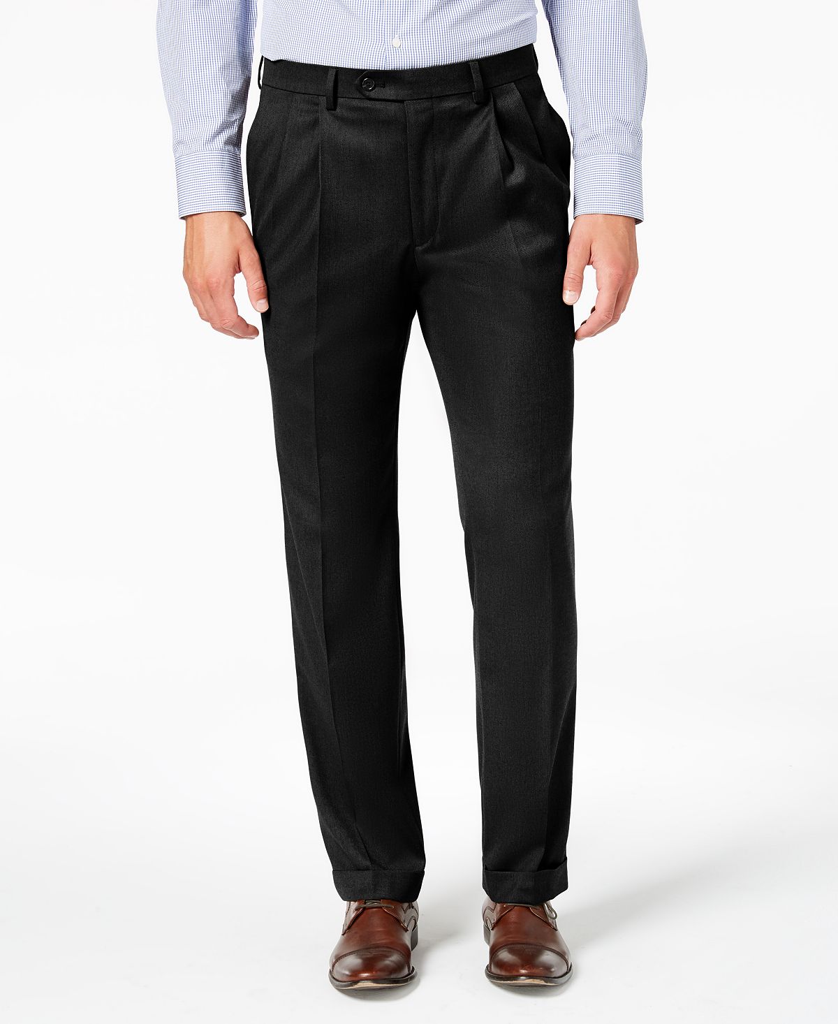 Lauren Ralph Lauren Classic-fit Ultraflex Stretch Micro-twill Pleated Machine Washable Dress Pants Black