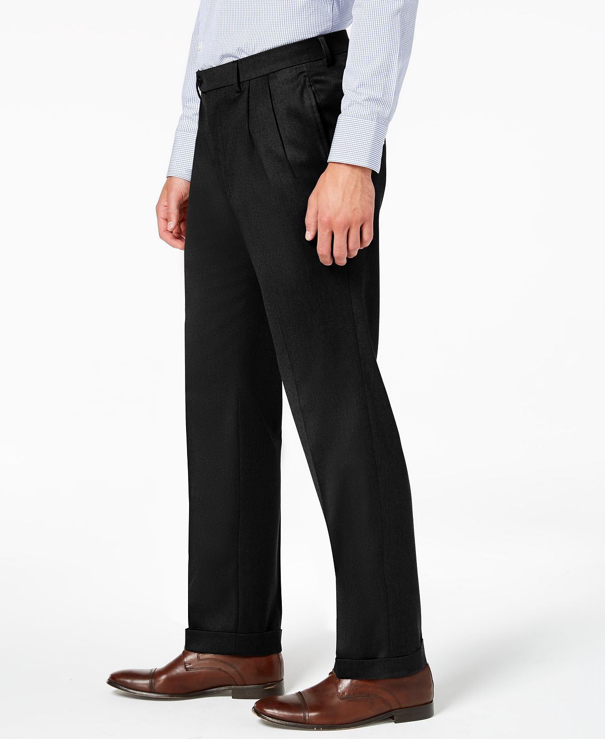 Lauren Ralph Lauren Classic-fit Ultraflex Stretch Micro-twill Pleated Machine Washable Dress Pants Black