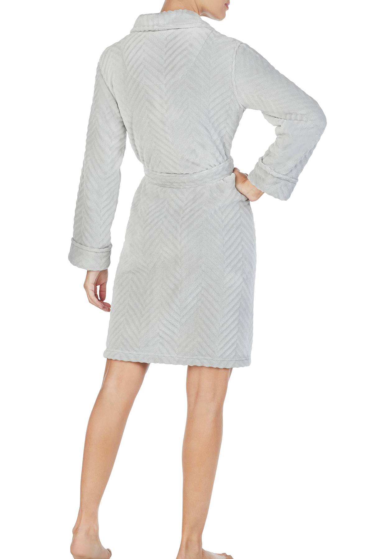 Lauren Ralph Lauren Grey Shawl-Collar Fleece Short Robe