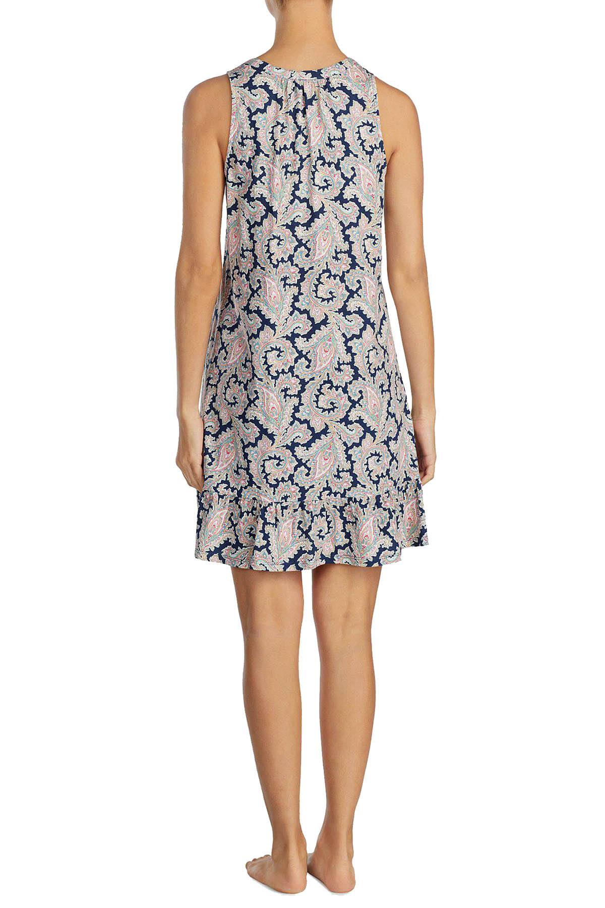 Lauren Ralph Lauren Navy Paisley Printed Cotton Classic Knits Nightgown