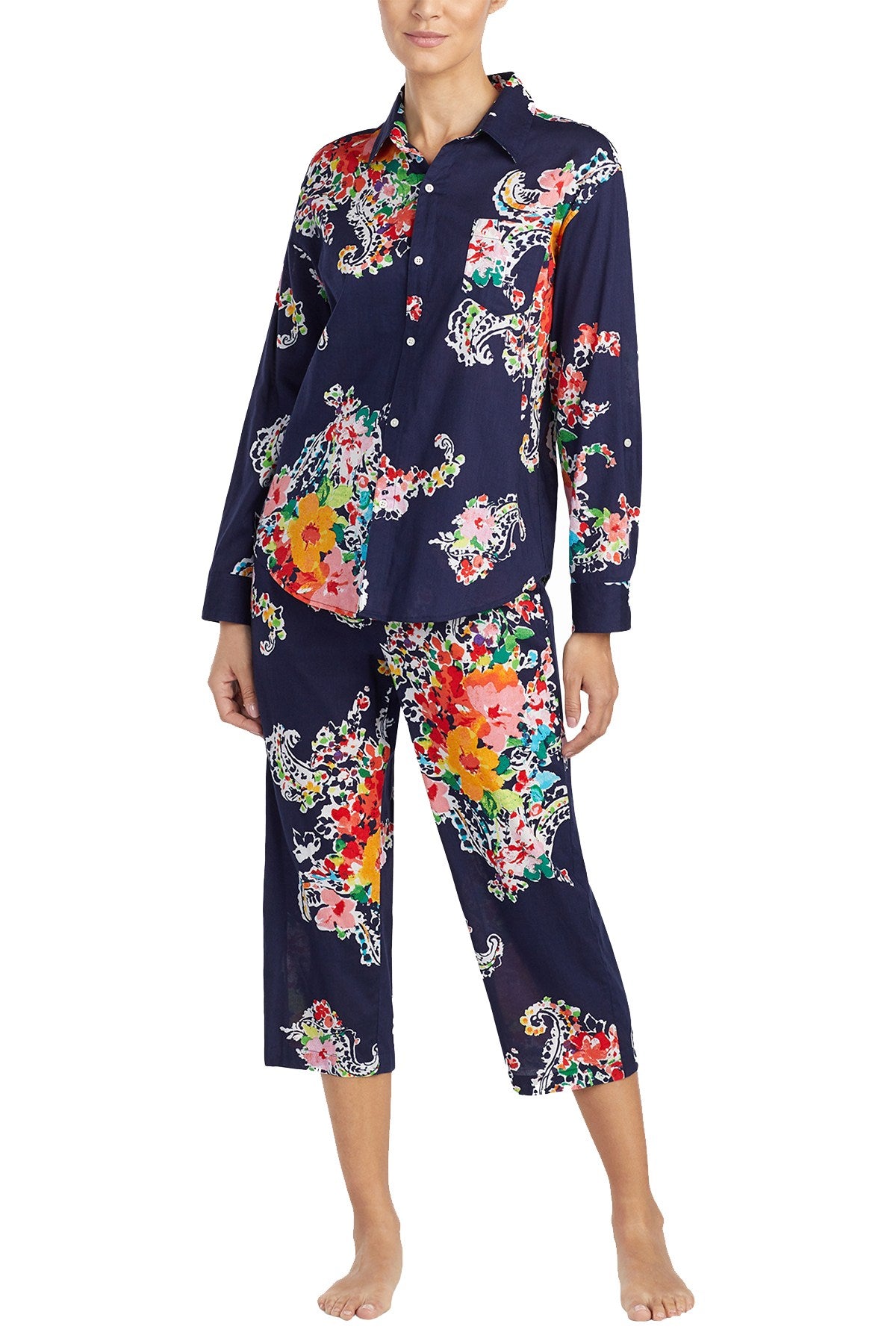 Lauren Ralph Lauren Navy-Printed Seaside Classic Capri Pajama Set