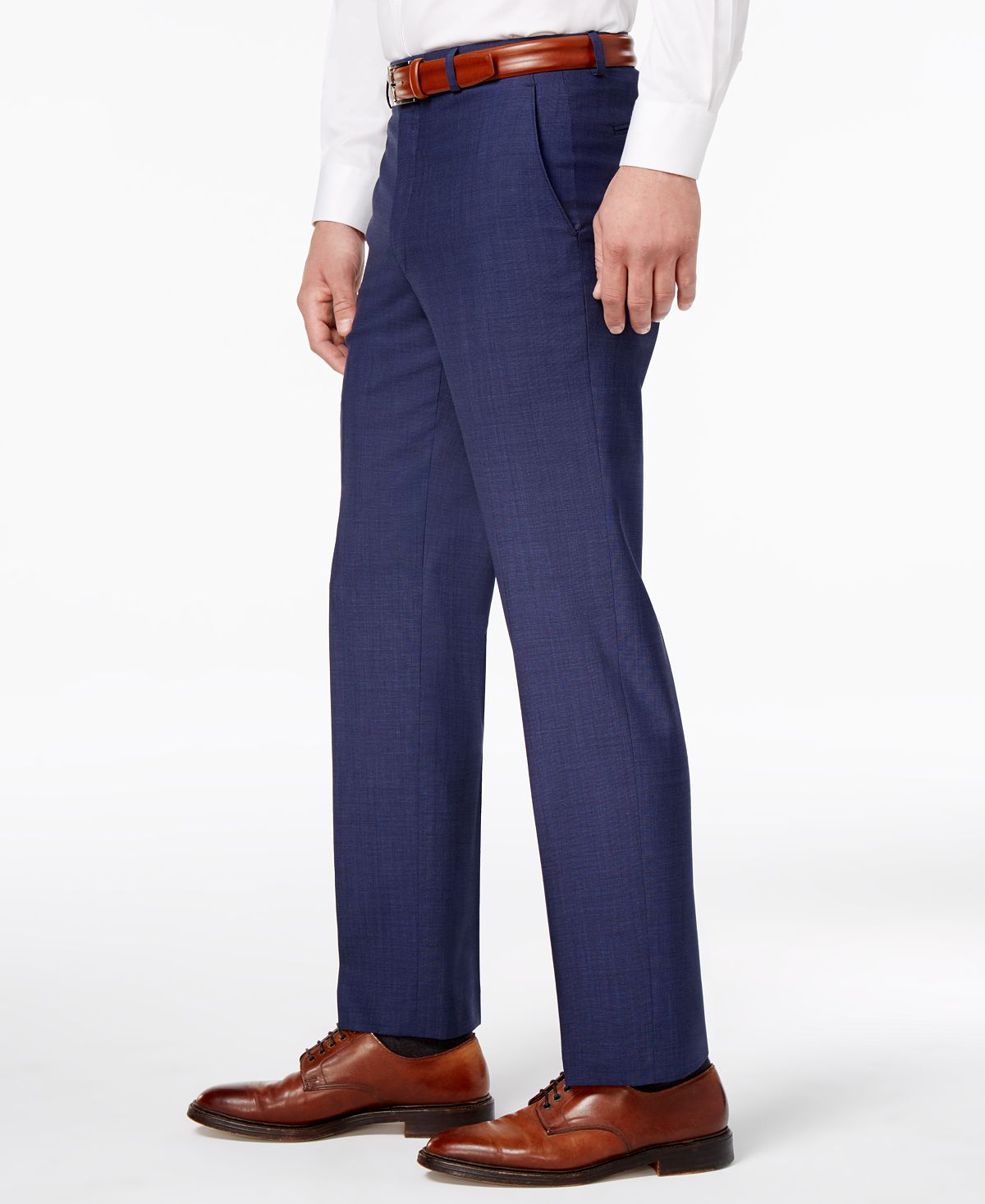 Lauren Ralph Lauren Solid Ultraflex Classic-fit Wool Dress Pants Medium Blue