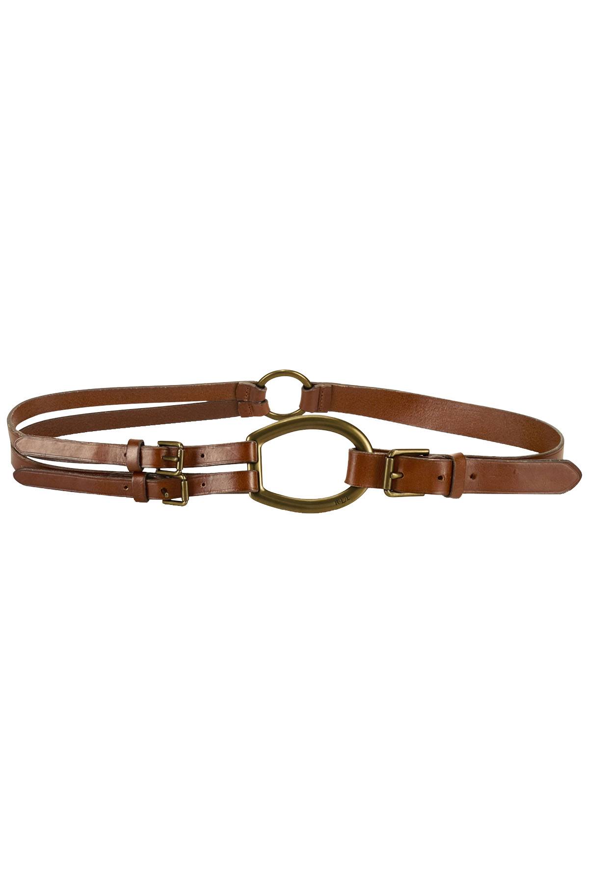 Lauren Ralph Lauren Tan Vachetta Tri-Strap Leather Belt