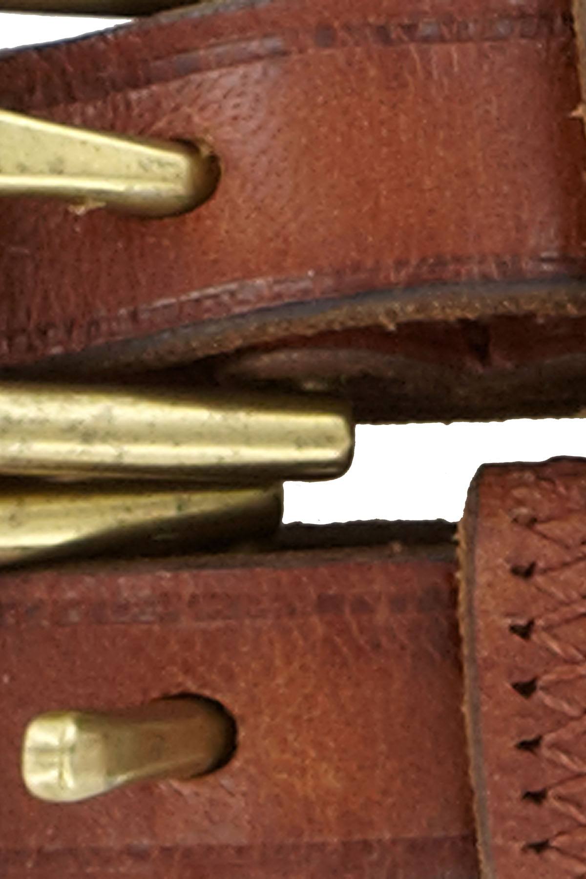 Lauren Ralph Lauren Tan Vachetta Tri-Strap Leather Belt