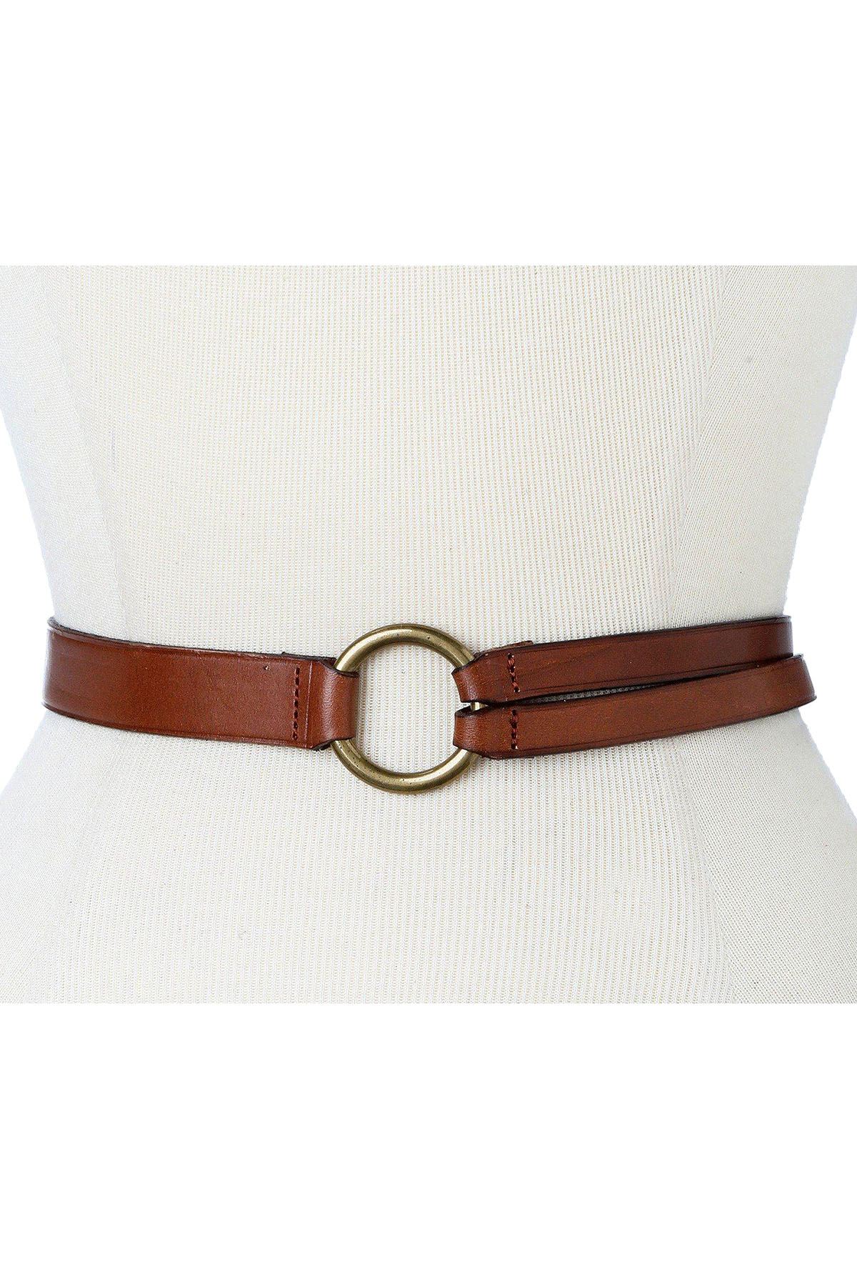 Lauren Ralph Lauren Tan Vachetta Tri-Strap Leather Belt