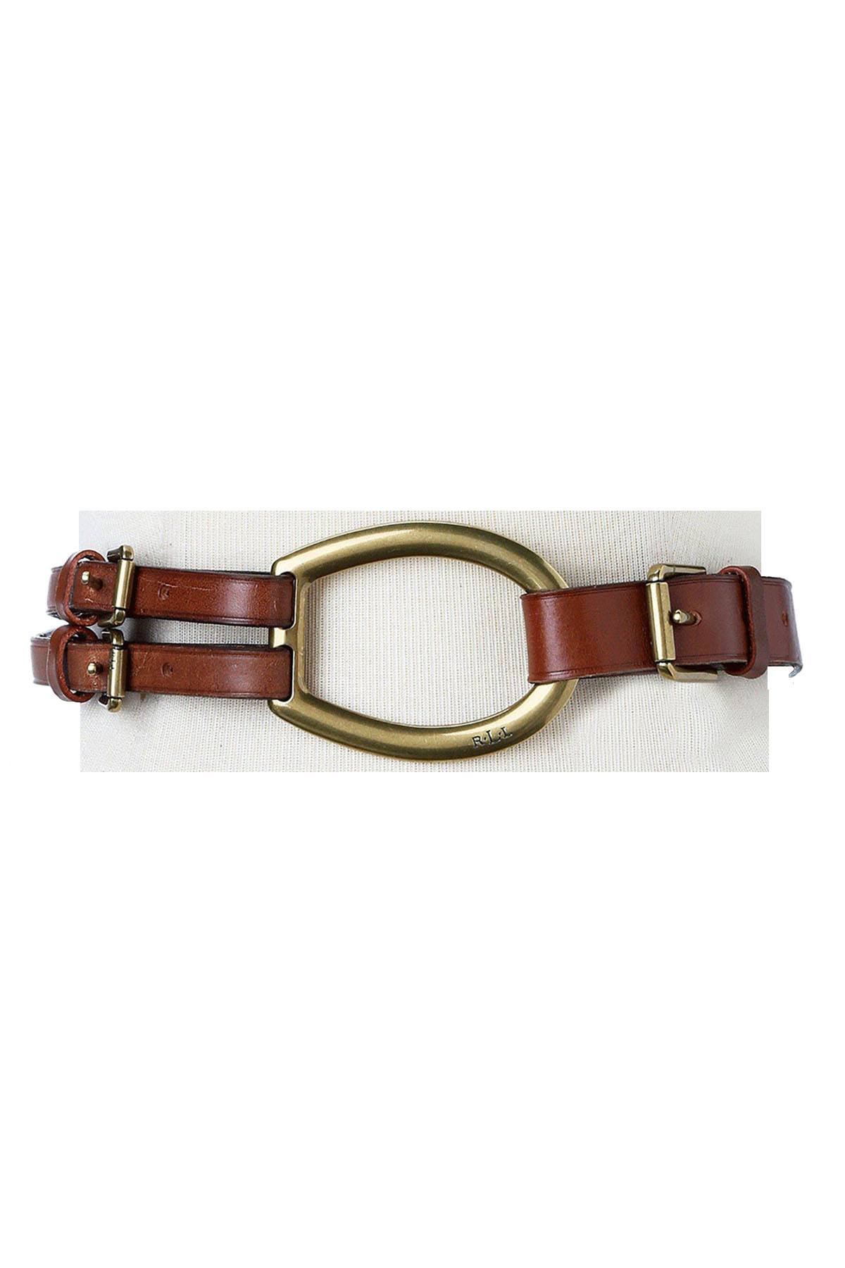 Lauren Ralph Lauren Tan Vachetta Tri-Strap Leather Belt