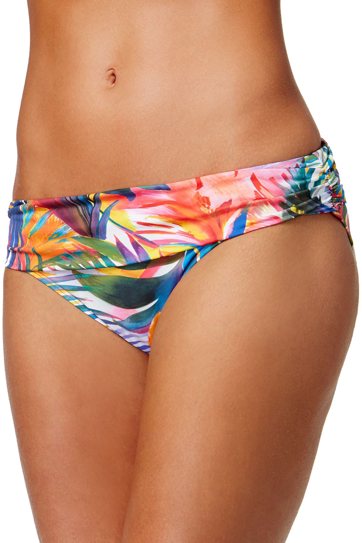 Lauren Ralph Lauren Tropic Palm Shirred Hipster Bikini Bottom in Multicolor