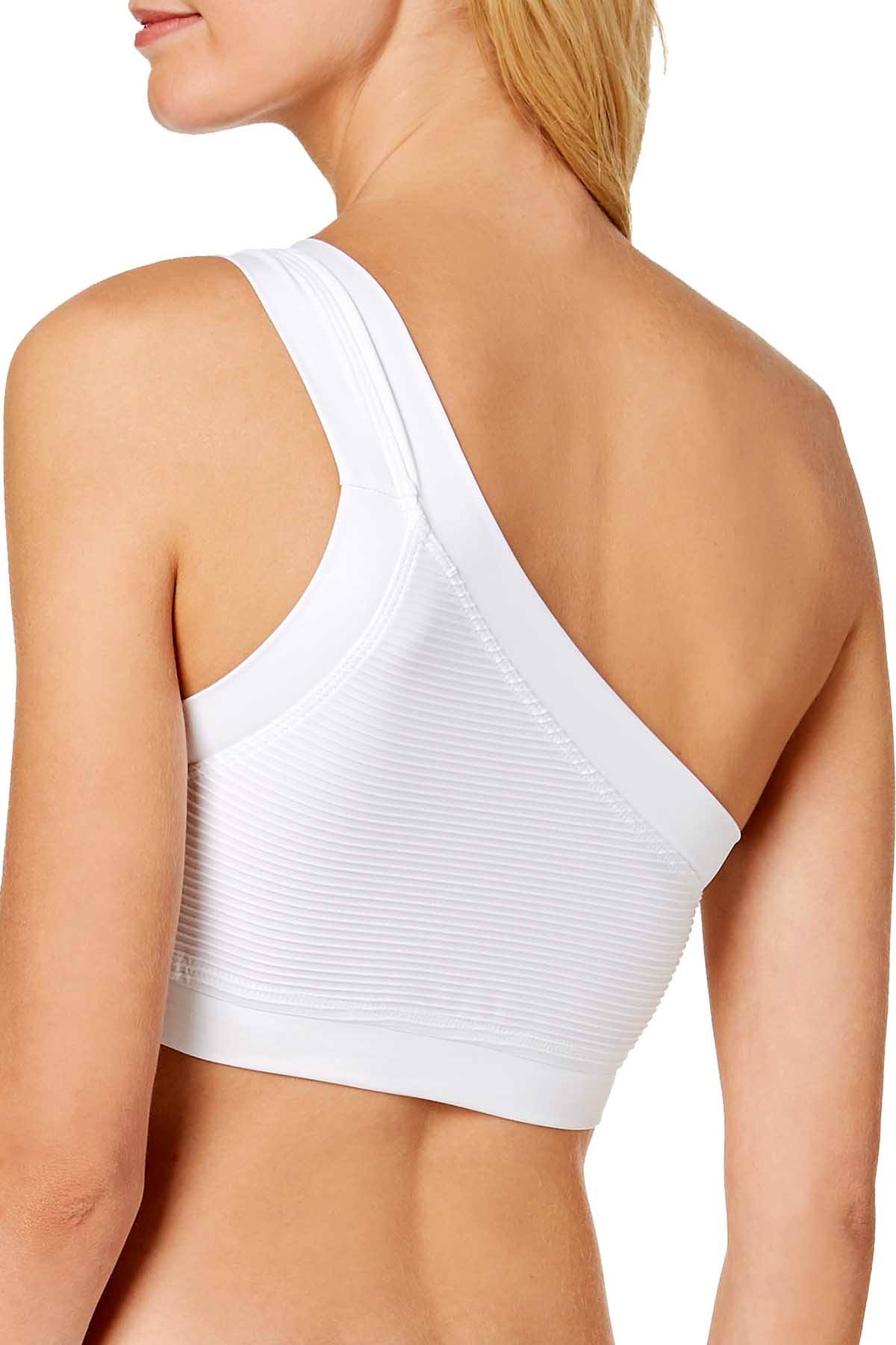 Lauren Ralph Lauren White One Shoulder Rib Knit Bikini Top