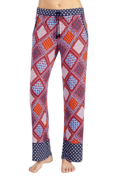 Layla Red/Multi Printed Drawstring/Tassle Lounge Pant
